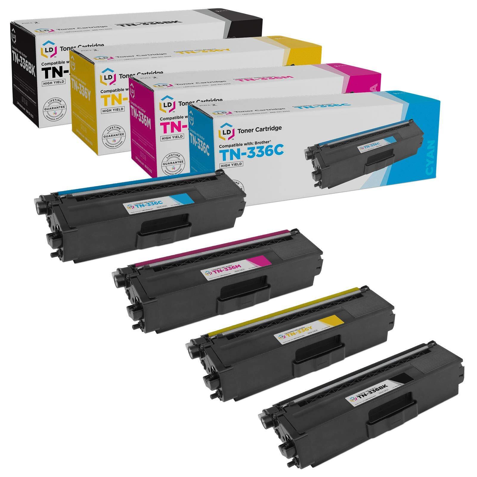 LD Compatible Toner Cartridge Replacement for Brother TN336 (B, C, M, Y, 4-Pk)
