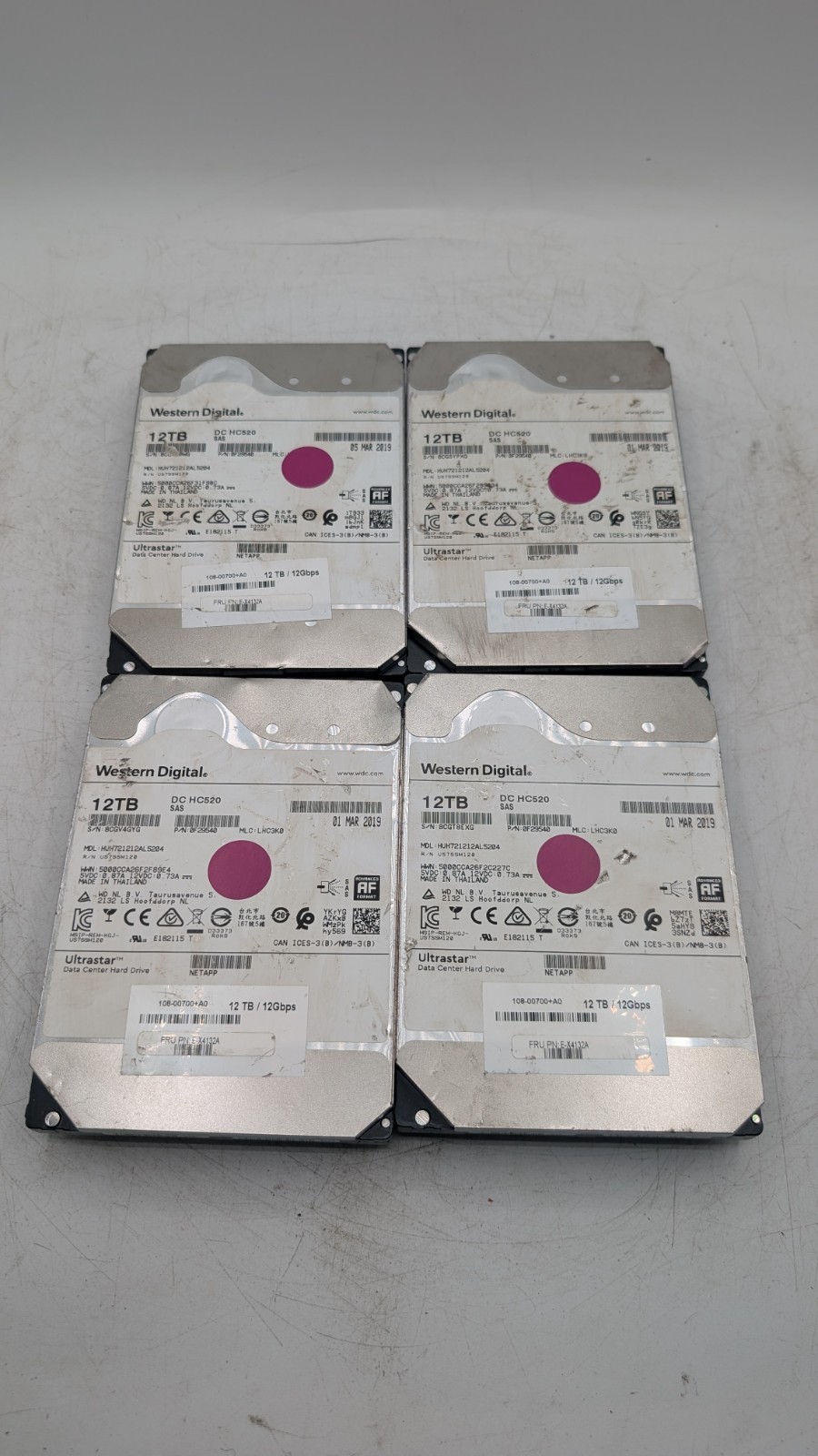 Lot Of 4 WD DC HC520 12TB 7.2K SAS 12Gbps 256MB 3.5" HDD HUH721212AL5204