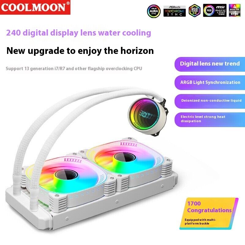 coolmoon 240 All-in-One Water-Cooled Digital Display CPU Cooler ARGB Infinity Le