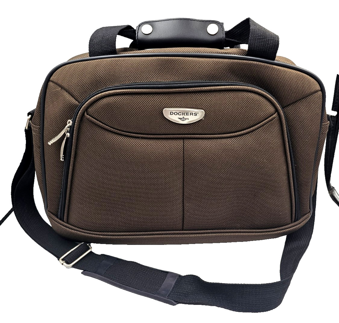 Dockers Brown Travel Luggage Bag Crossbody VTG 90s Tablet Notebook Laptop