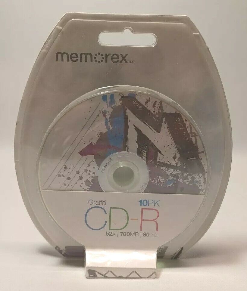 Memorex Designer Series 52x speed 700mb 80 min CD-R Discs Graffiti 10 Pack-New +