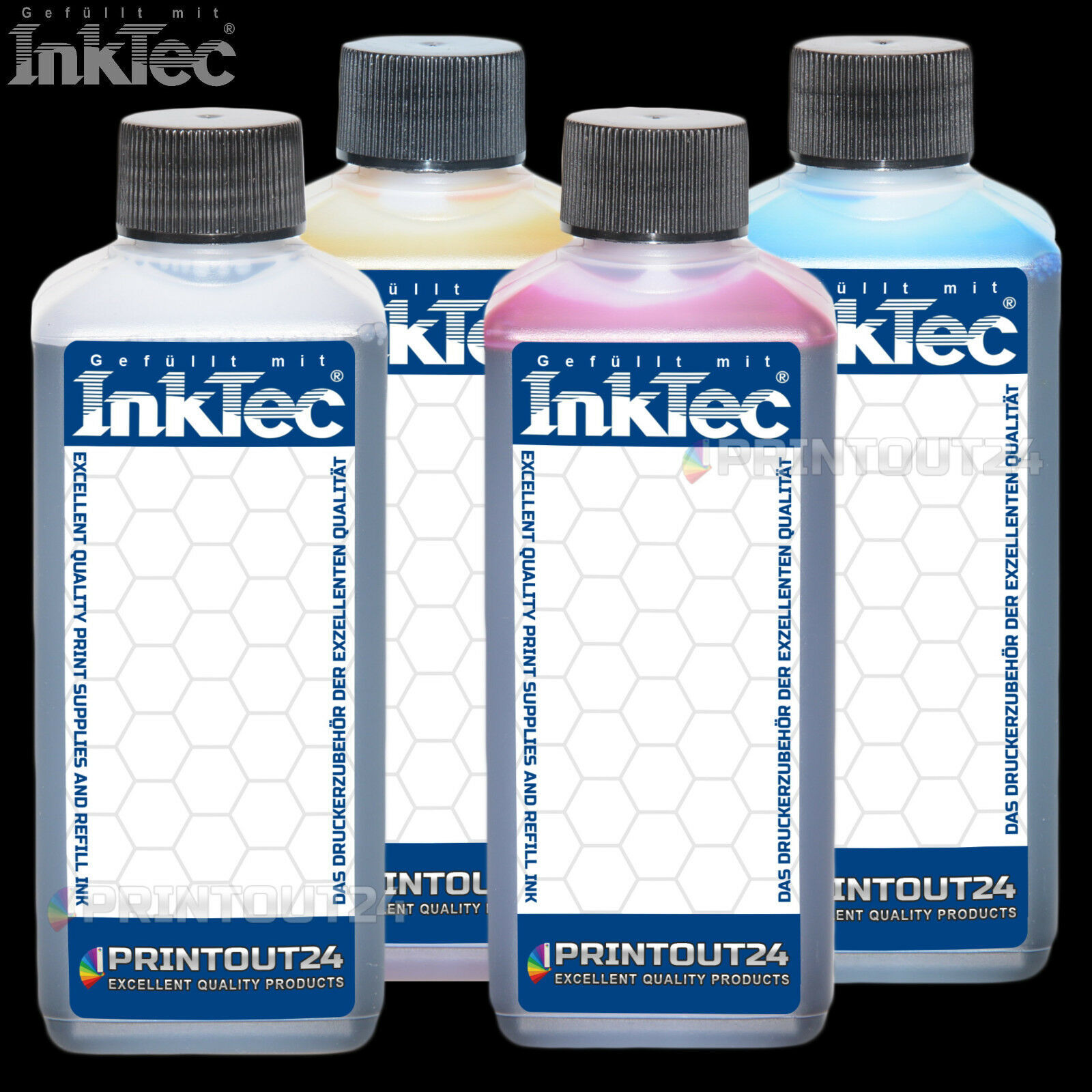 4X250Ml InkTec Refill Ink For HP 10 11 Cartridge