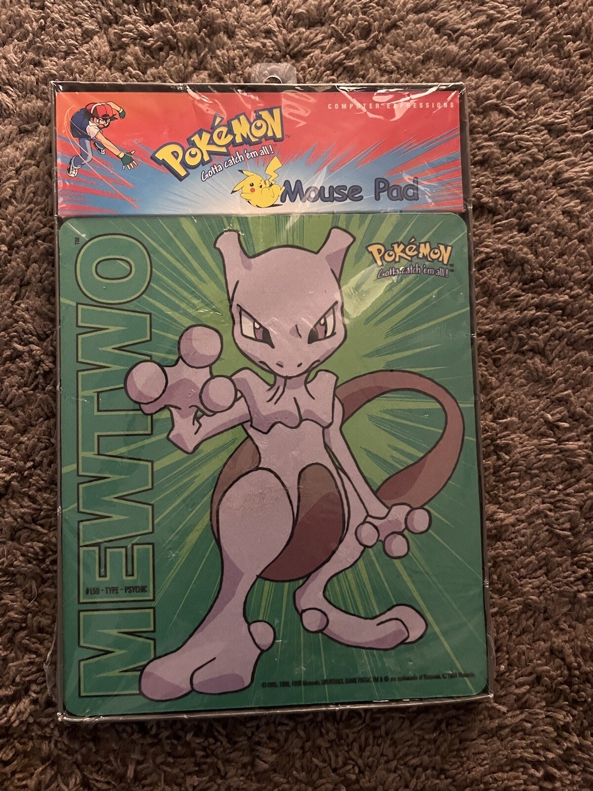 Vintage 1999 Official Nintendo Pokemon MEWTWO #150 Mouse Pad Rare