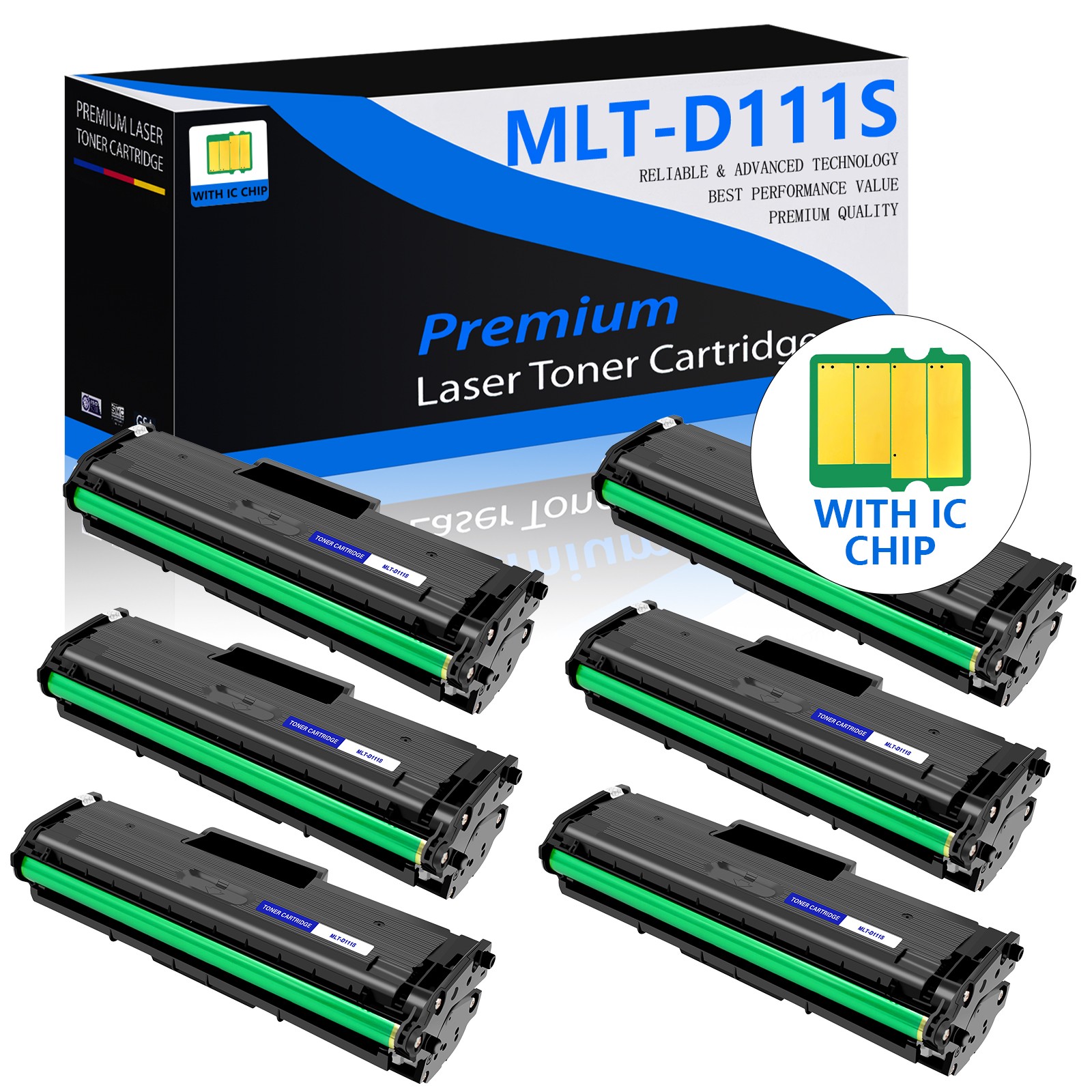 6 Pack MLT-D111S Toner for Samsung SL-M2020W SL-M2070FW SL-M2070W M2020W Xpress