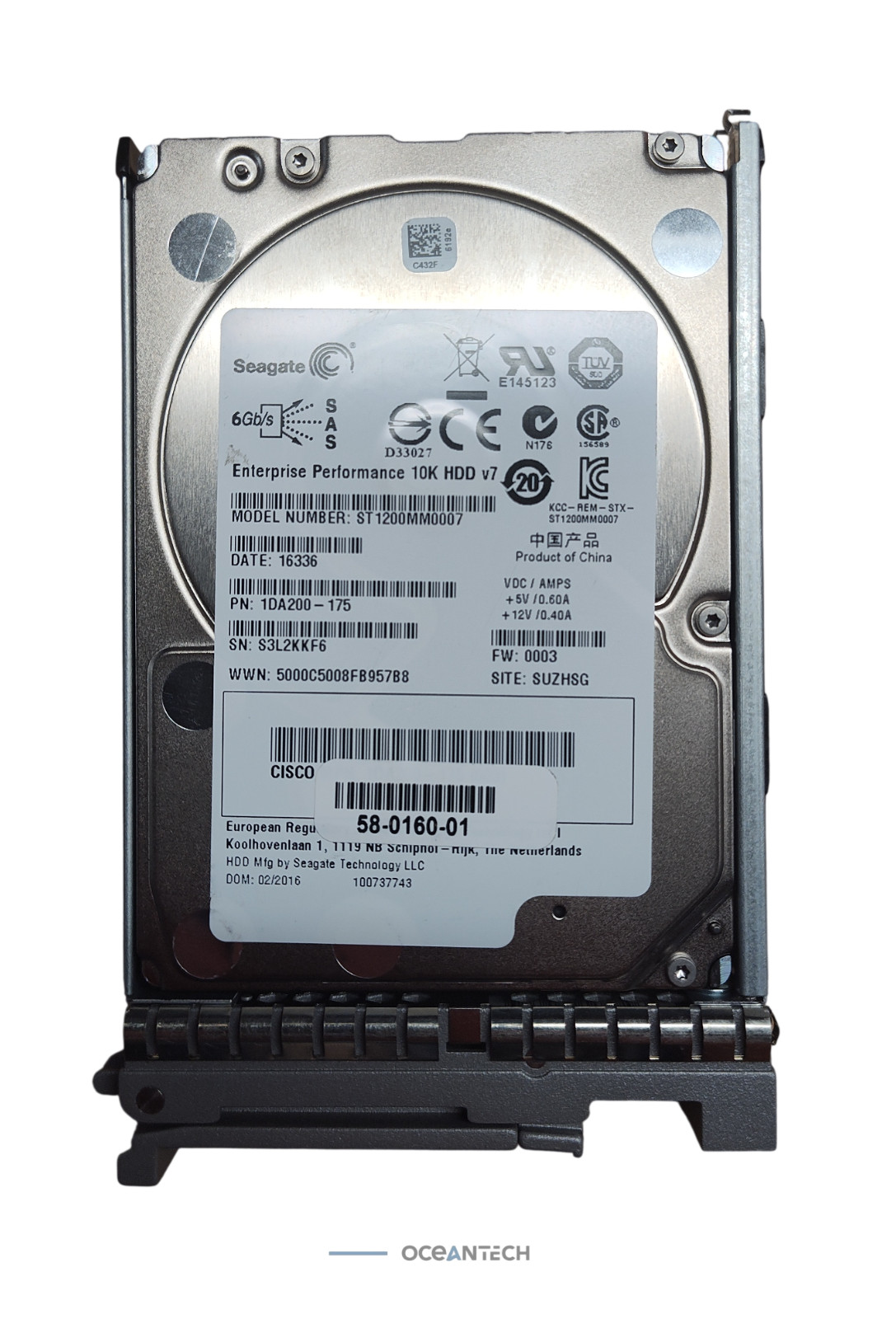 Seagate ST1200MM0007 1.2TB 10K 2.5" 6GB/s SAS Hard Drive HDD  58-0160-01