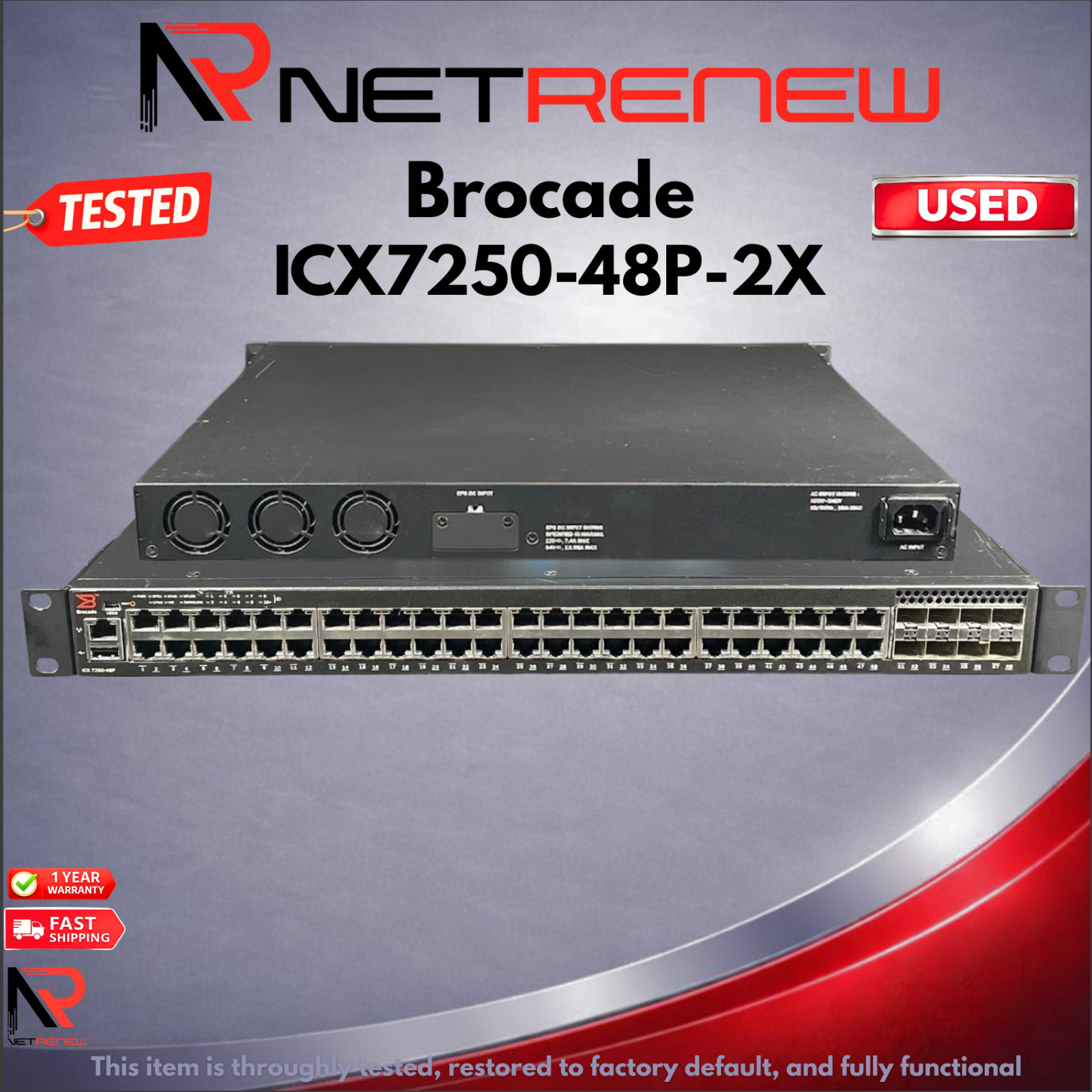 Brocade ICX7250-48P-2X10G 48-Port Gigabit PoE+