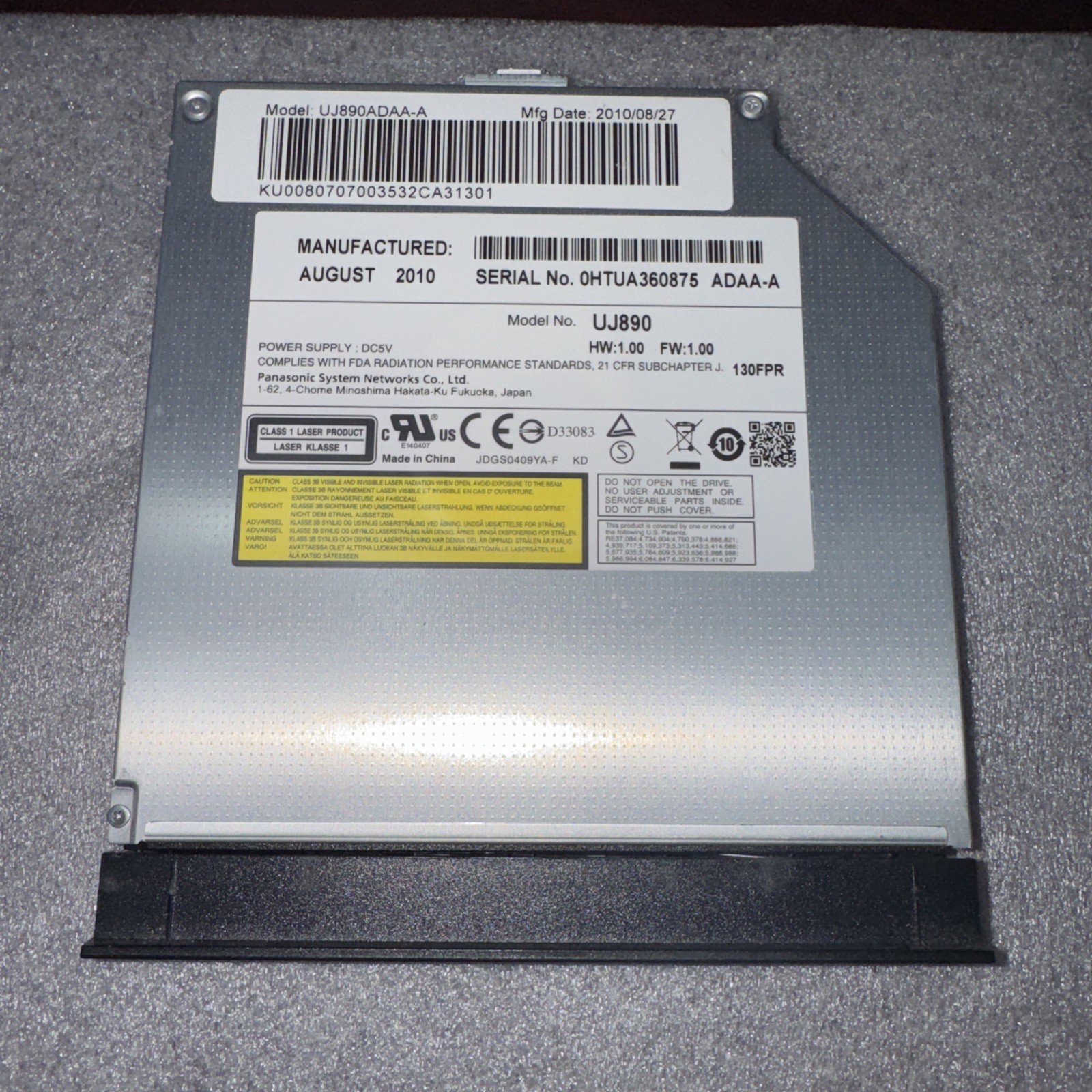 Matsushita Panasonic DVD-RW (UJ890ADAA-A) w/ Bezel