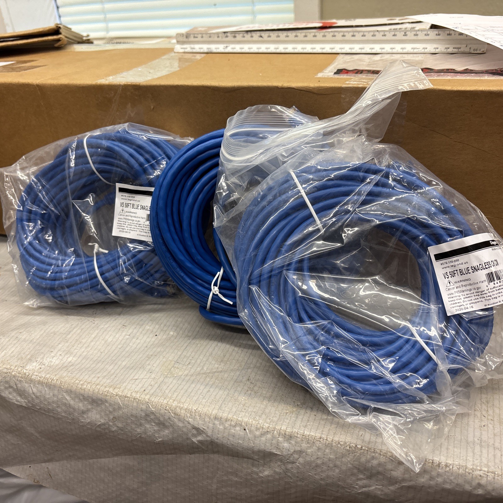 Legrand VS 50 ft Blue Snagless C6 CM Patch Cable (QTY 3 )