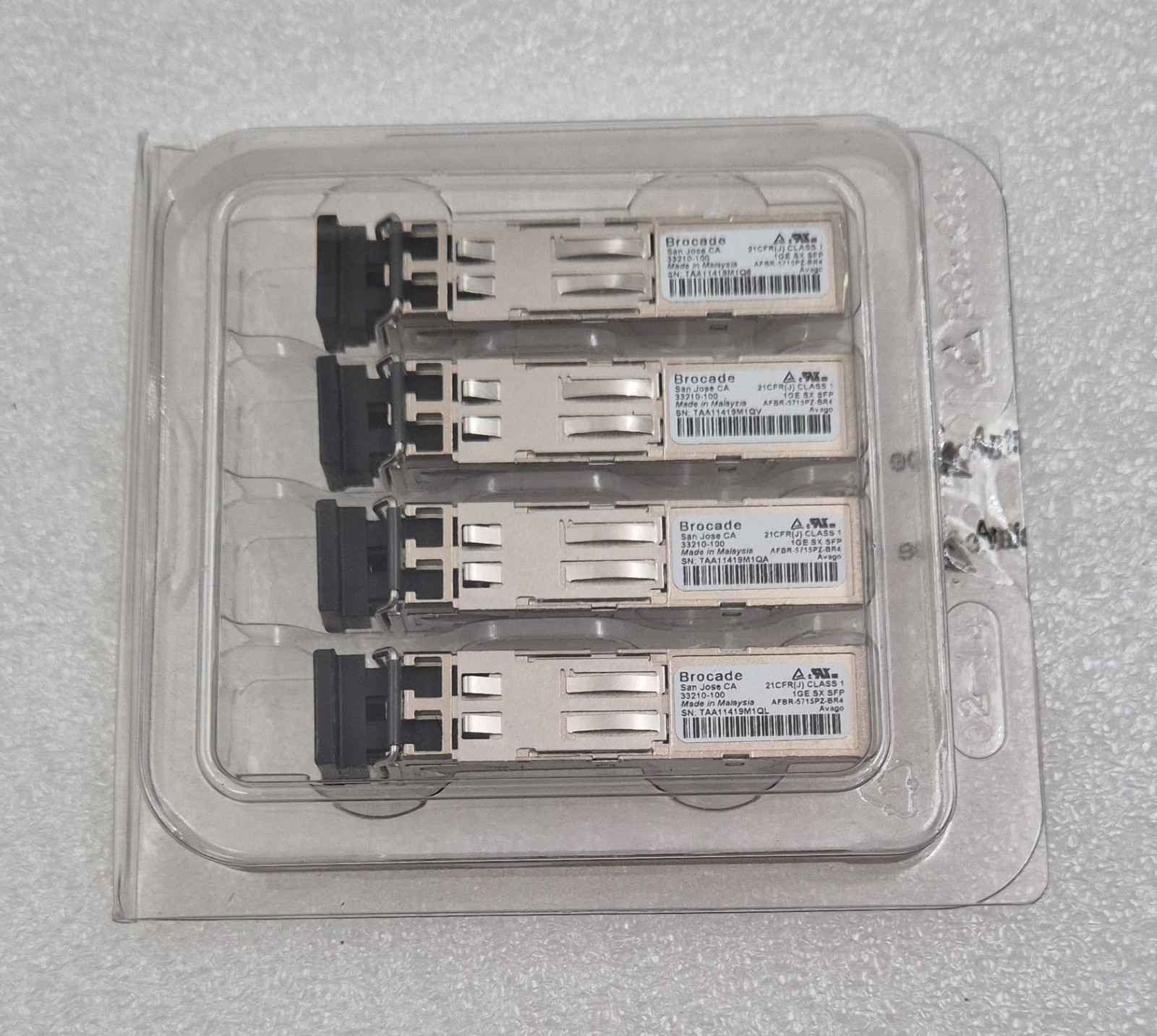 [LOT 4 PCS PACK] NEW SEALED - Brocade 33210-100 1GE SX SFP Optical Transceiver