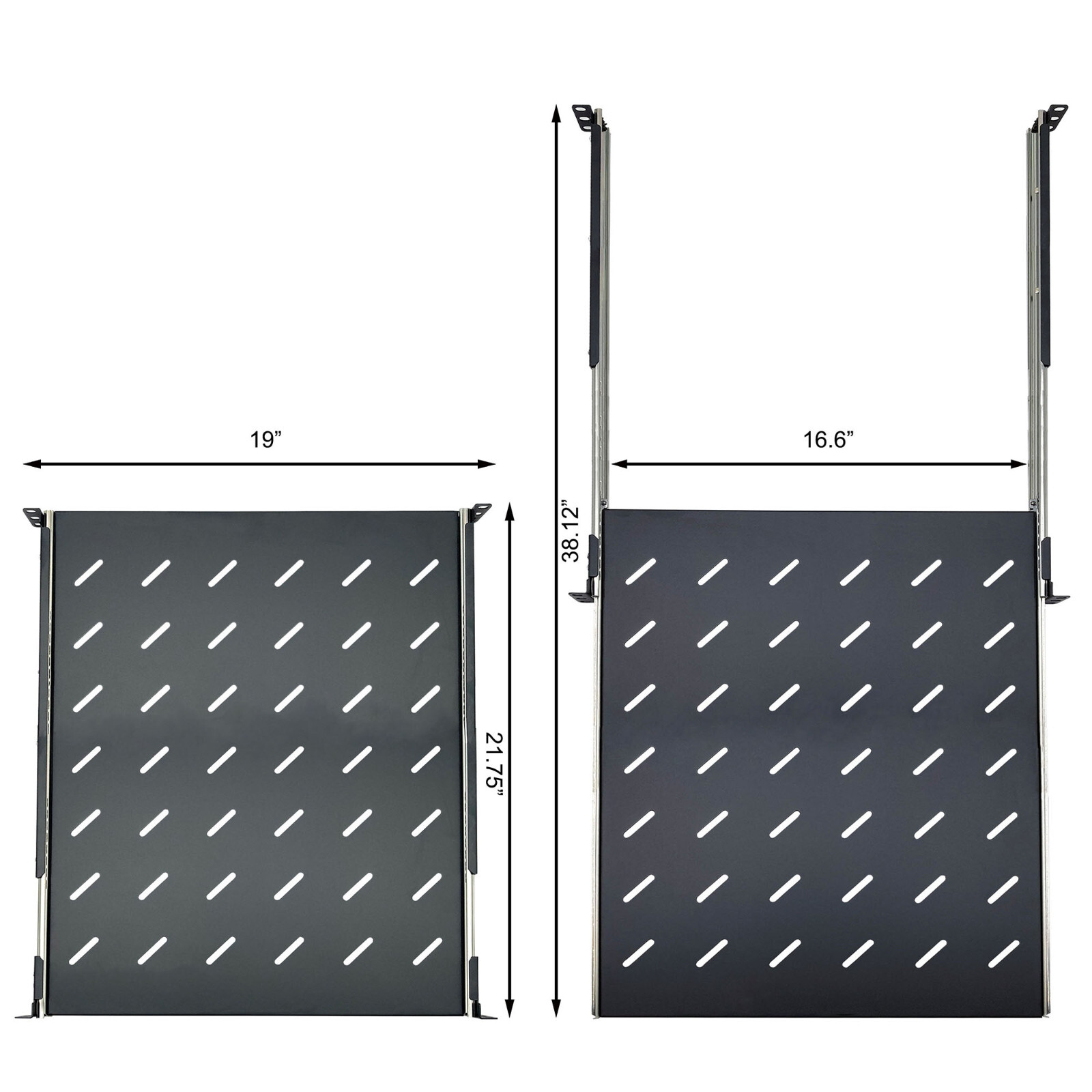 Electriduct 1U 19-Inch Adjustable 4 Post Rack Mount Vented Sliding Shelves