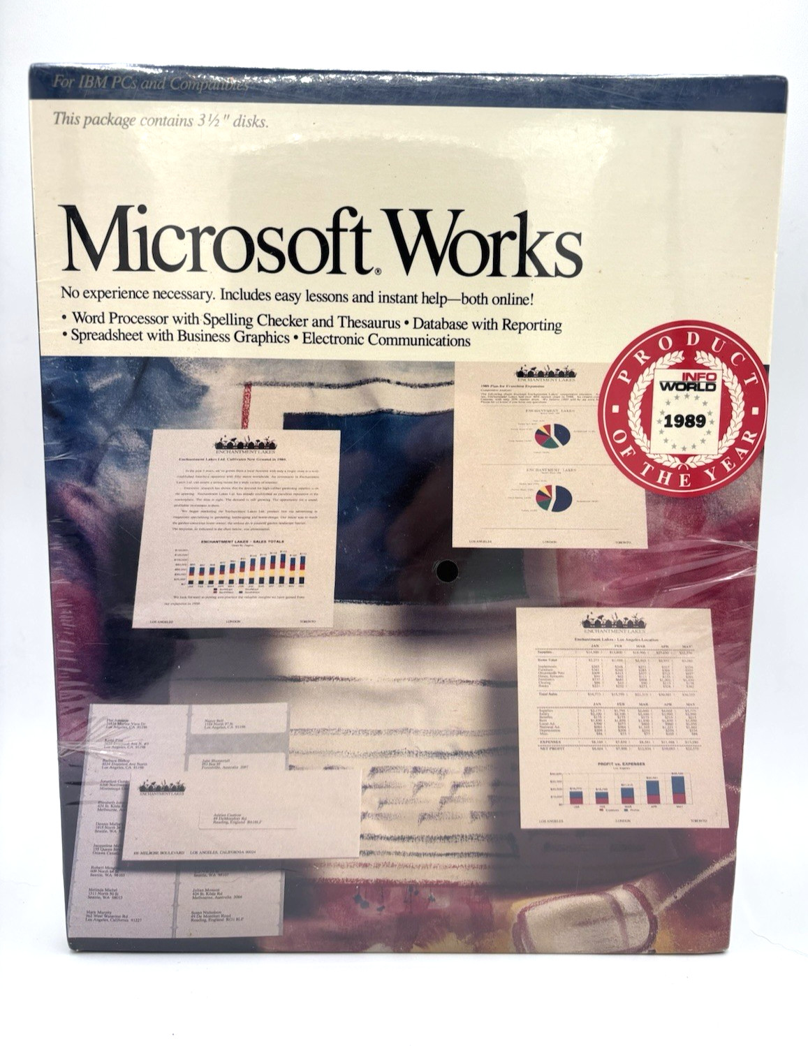 New Sealed Vintage Microsoft Works 2.0 For DOS 3.5" Disk  1989