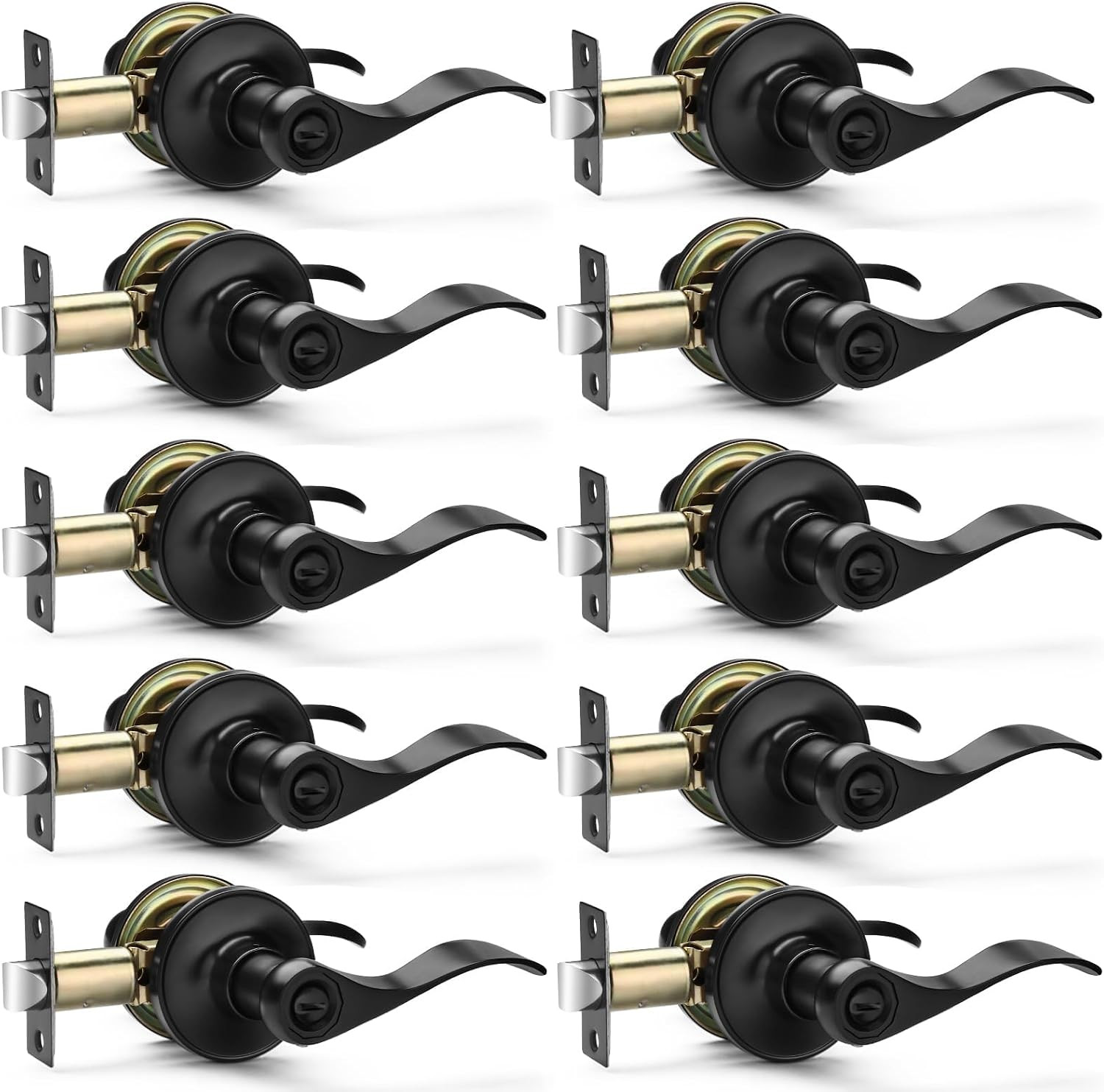 10 Pack Matte Black Door Handles Privacy Door Levers, Heavy Duty Bed and Bath Do