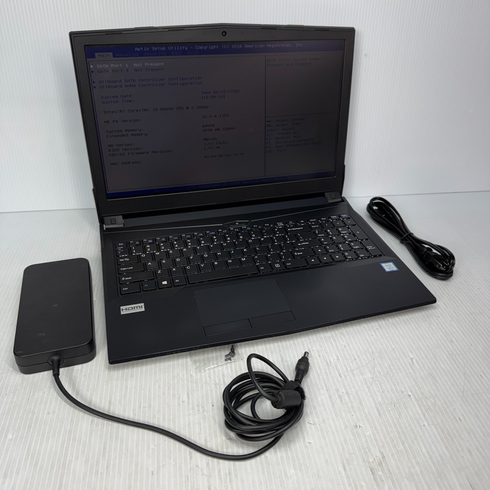 Clevo N850EL i5-8300H 15.6" MX150 Laptop AS IS BOOTS - INCOMPLETE READ