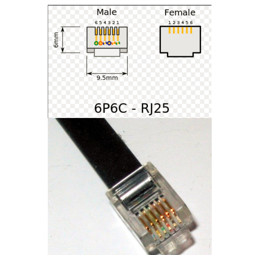 RJ25 Extension Cable 6 pin 6p6c RJ 25  6 inch 2ft 3ft 12ft Makeblock Compatible