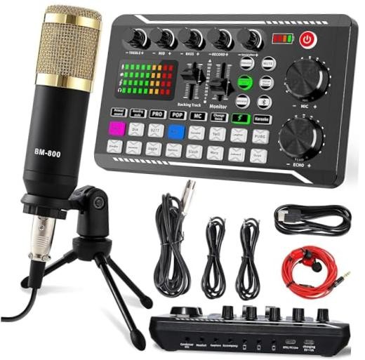F998 Podcast Equipment Bundle,  Condenser Microphone Livestream Microphone Set