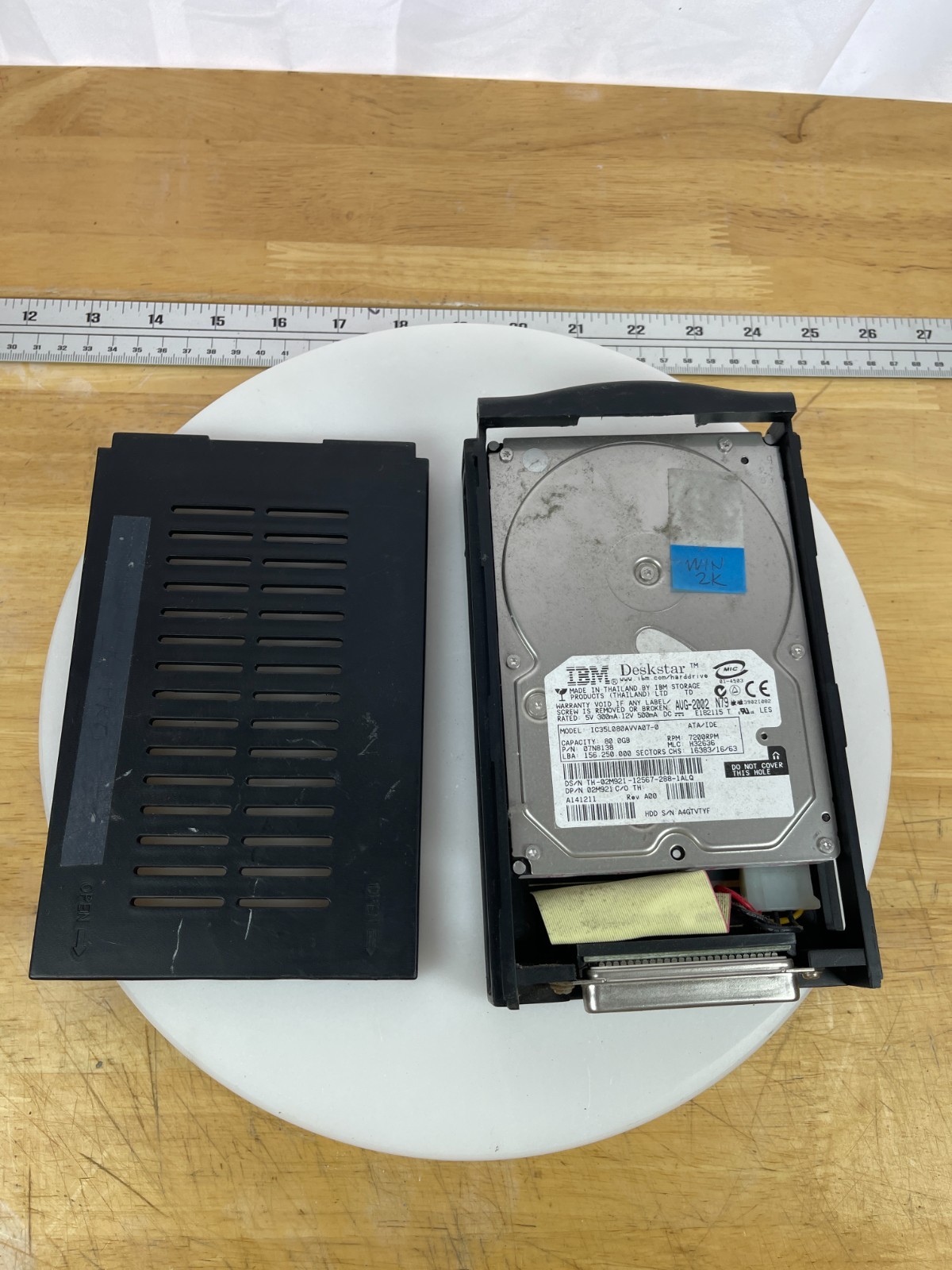 IBM Deskstar 80GB IDE Hard Drive w/ External Enclosure Vintage HDD