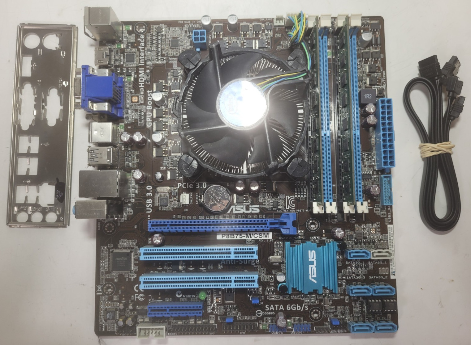 ASUS P8B75-M Motherboard Core I7-3770 8GB RAM, IO Shield # 1977