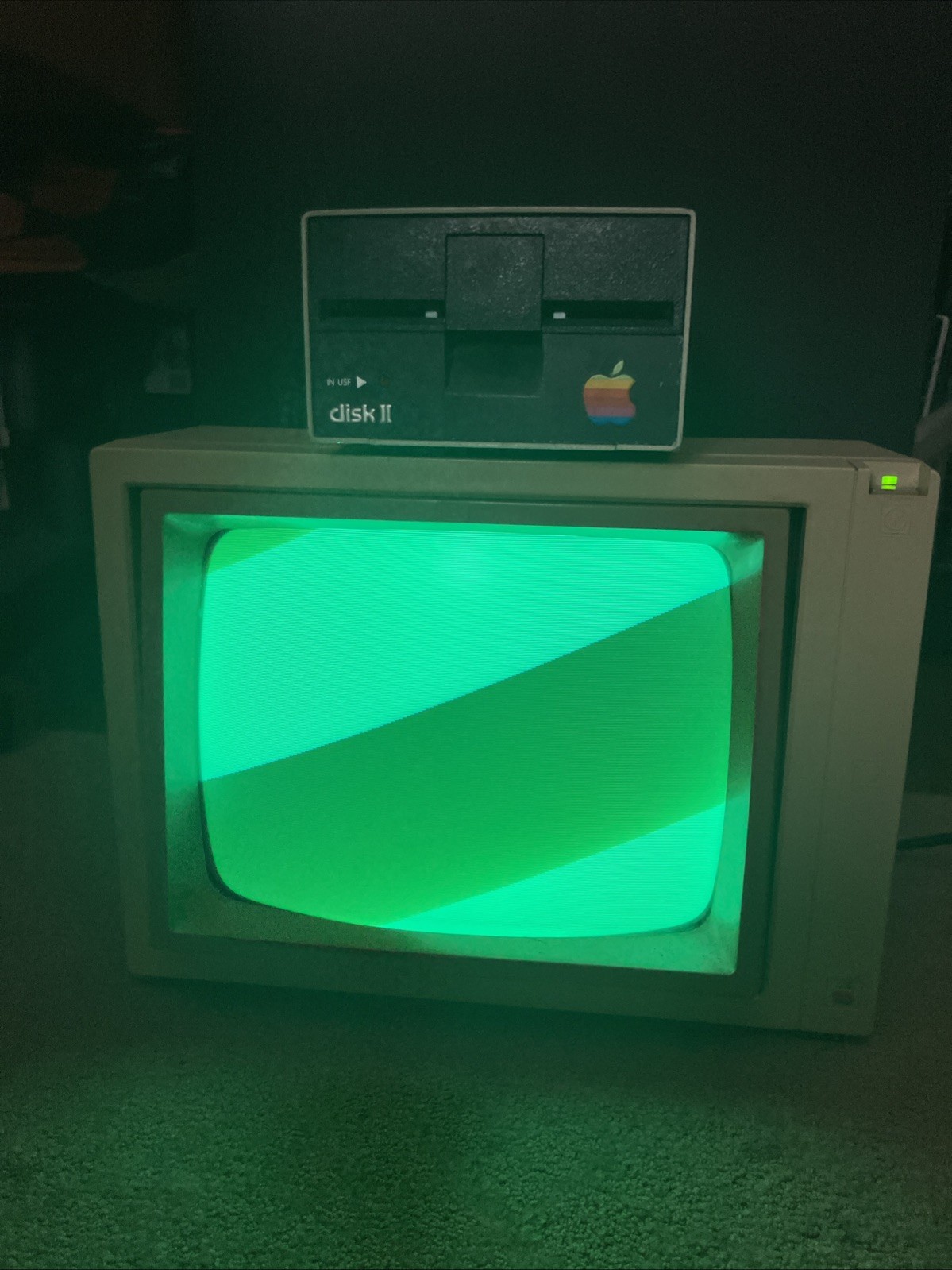 Apple II+ Monitor and Disk Drive Powers On