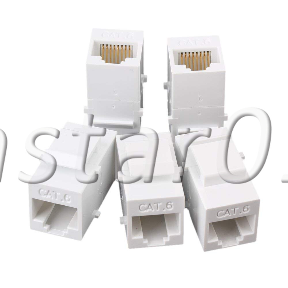 5x Cat6 Inline RJ45 Keystone Wall Coupler Jack Adapter for Voice Home Networking