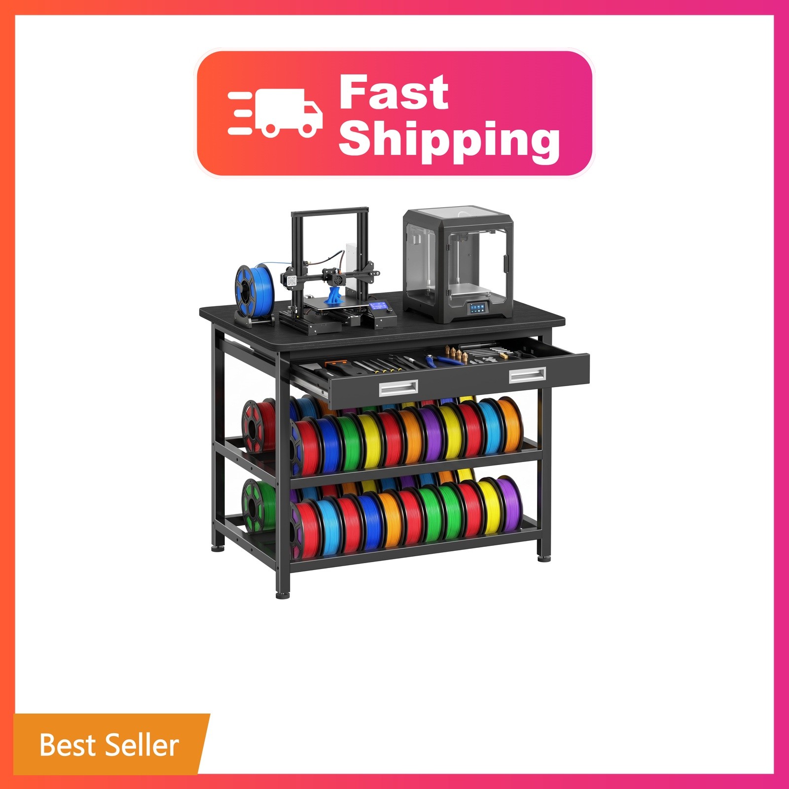 ENOXEN 3D Printer Stand with Filament Storage - Heavy Duty 3D Printer Table w...