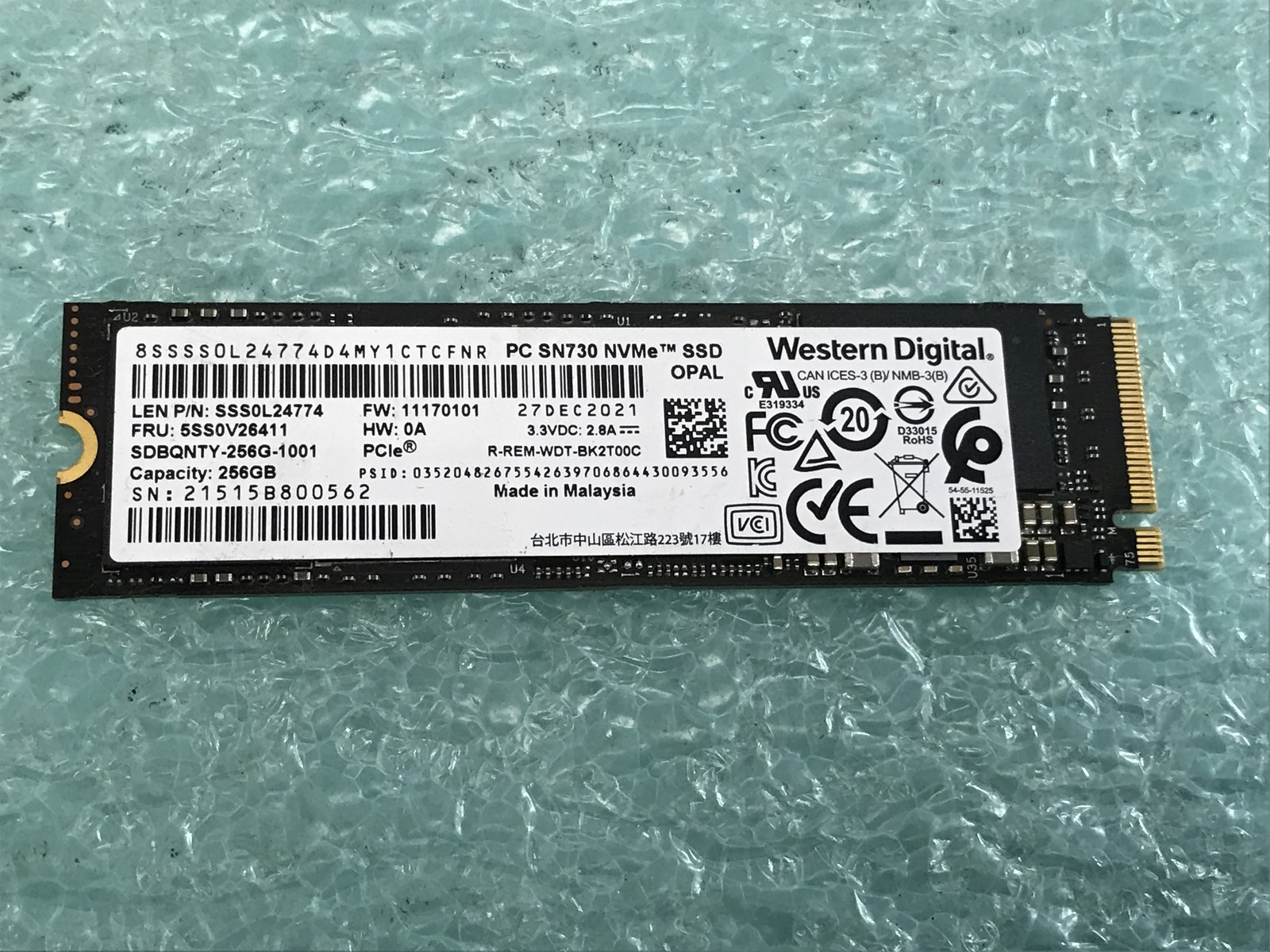 Western Digital PC SN730 256GB M.2 PCIe NVMe SSD Solid State Drive - HD1222A