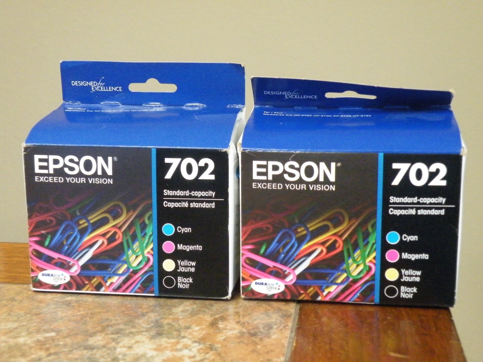 2- Genuine Epson 702 Ink Cartridge Black and Color Combo Pack Exp 1/2026 & 07/27