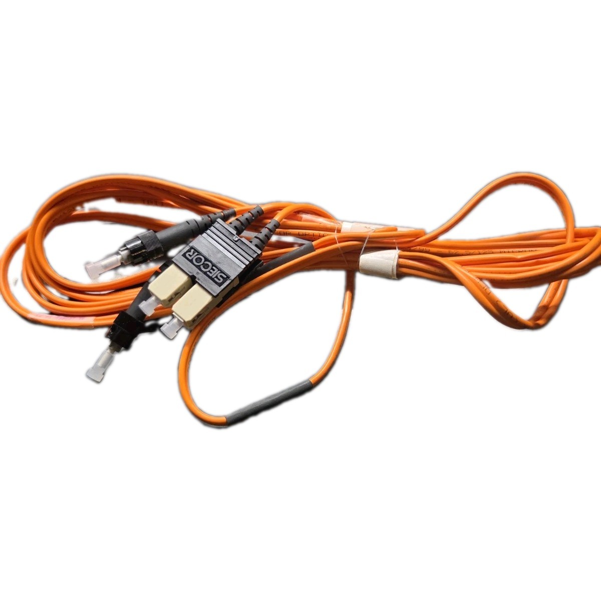 Lot of 4 Siecor Fiber Optic Patch Cable - ST to ST - 10ft