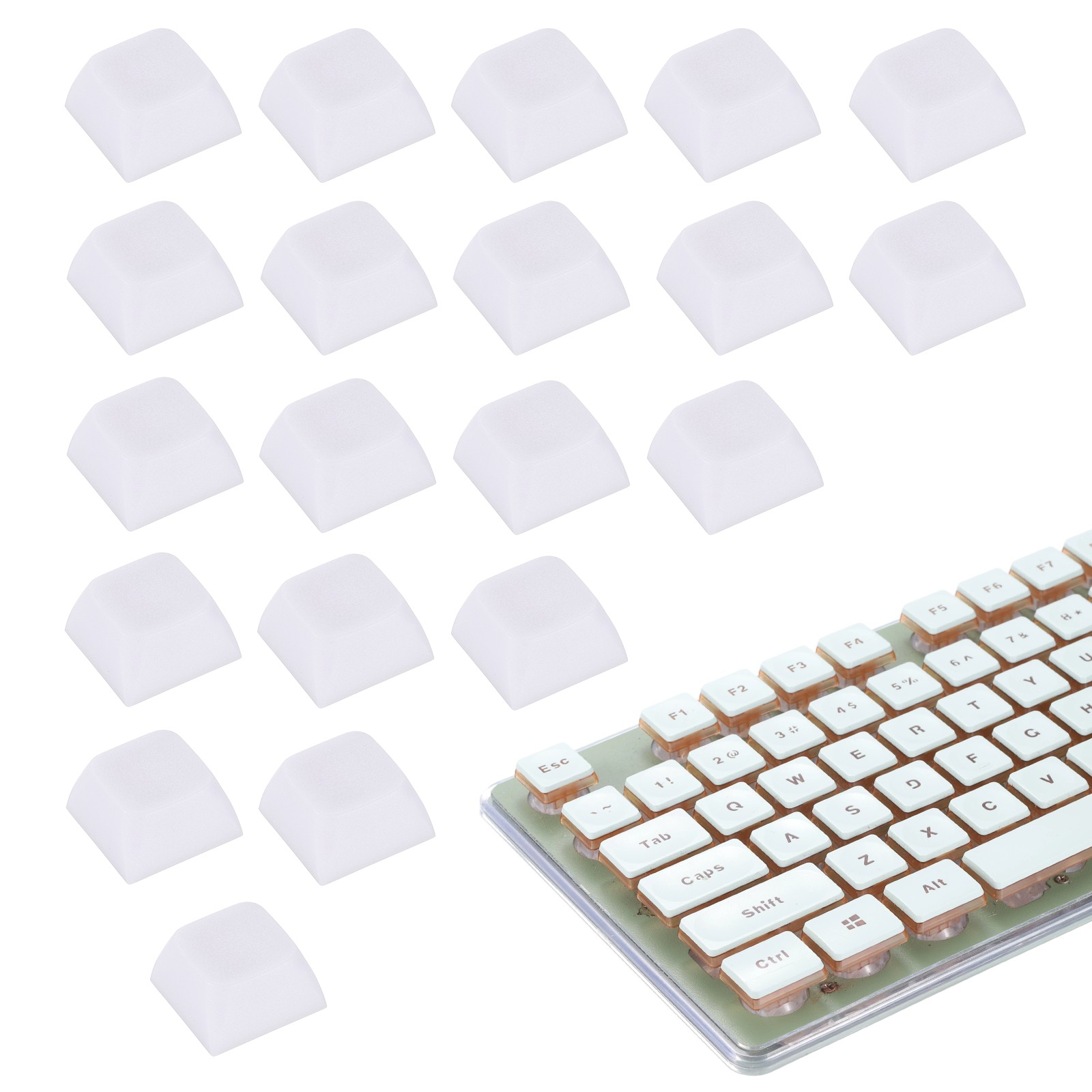 20Pcs XDA Profile Keycap Set PBT Mechanical Numeric Keypads, Light White