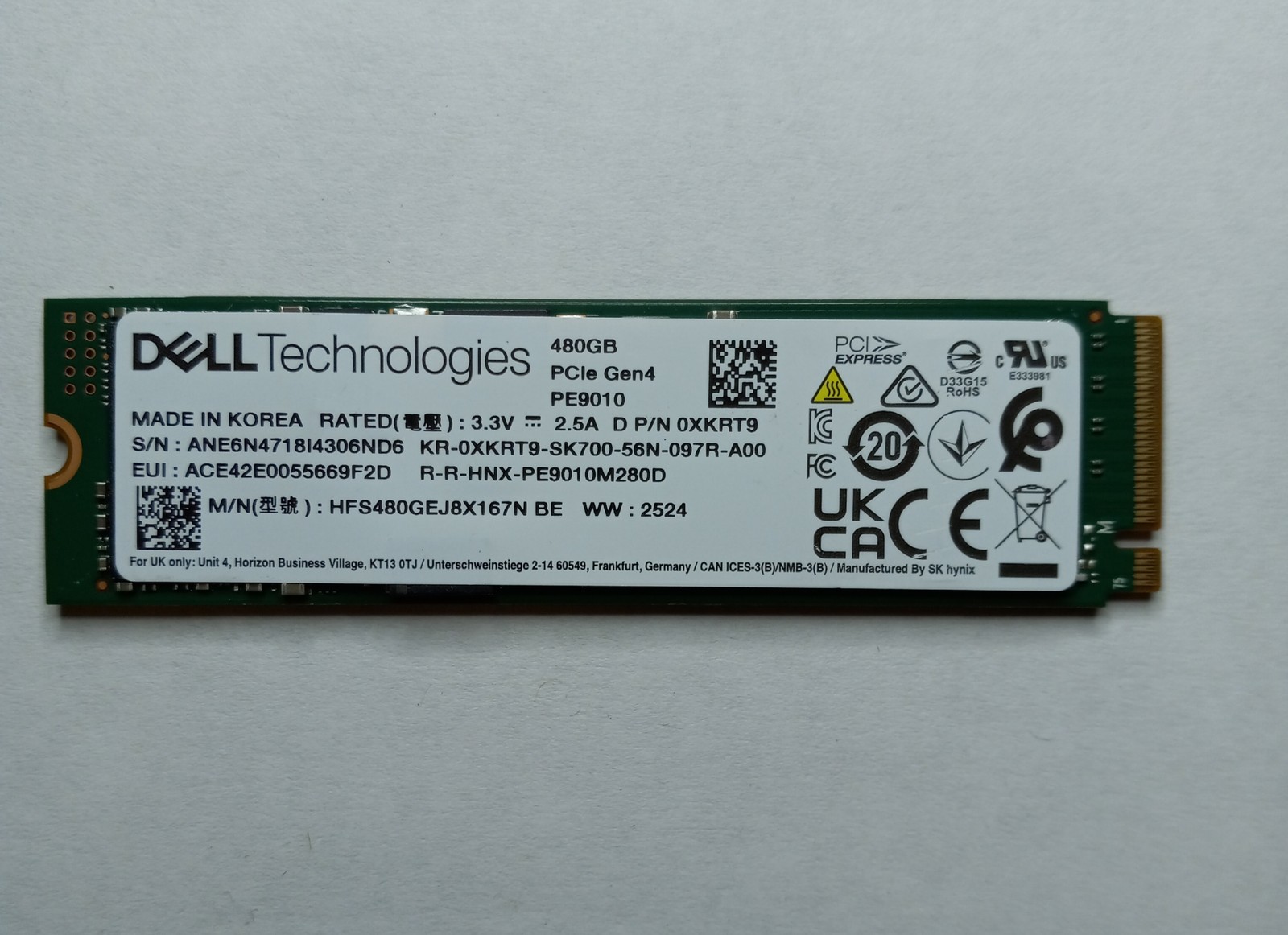 480gb Pe9010 M.2 2280 Nvme Gen4 Ssd - Read Intensive Tlc Enterprise Class