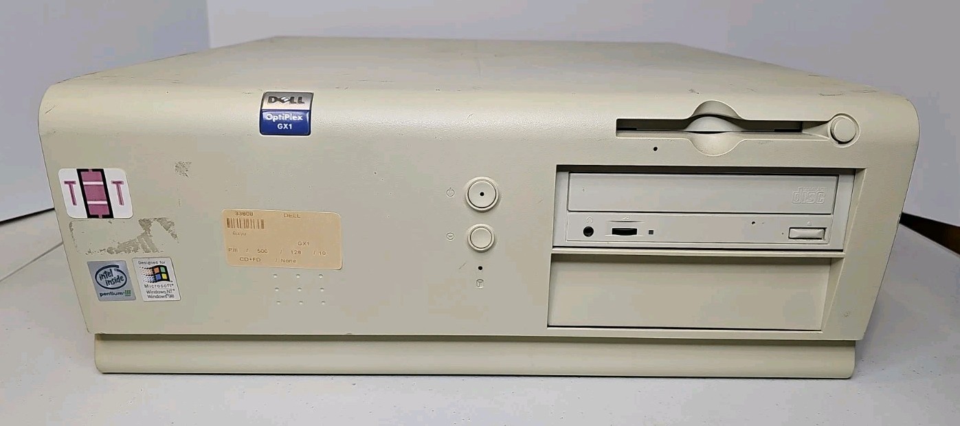 Vintage Dell OptiPlex GX1 Desktop Computer Pentium III 500MHz 128MB No HD, No OS