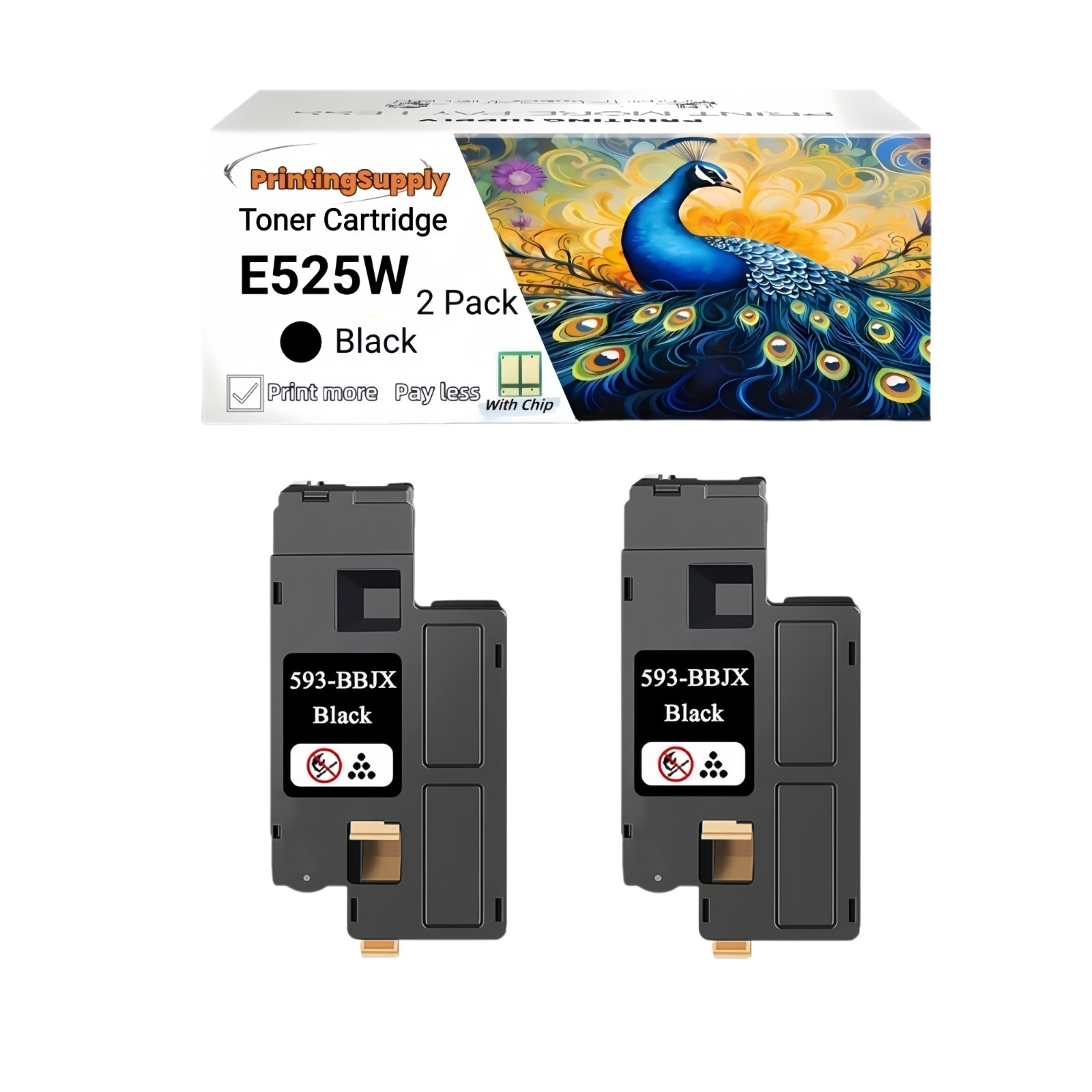 E525W Color Toner Compatible for Dell 593-BBJX 593-BBJU 593-BBJV 593-BBJW E525W