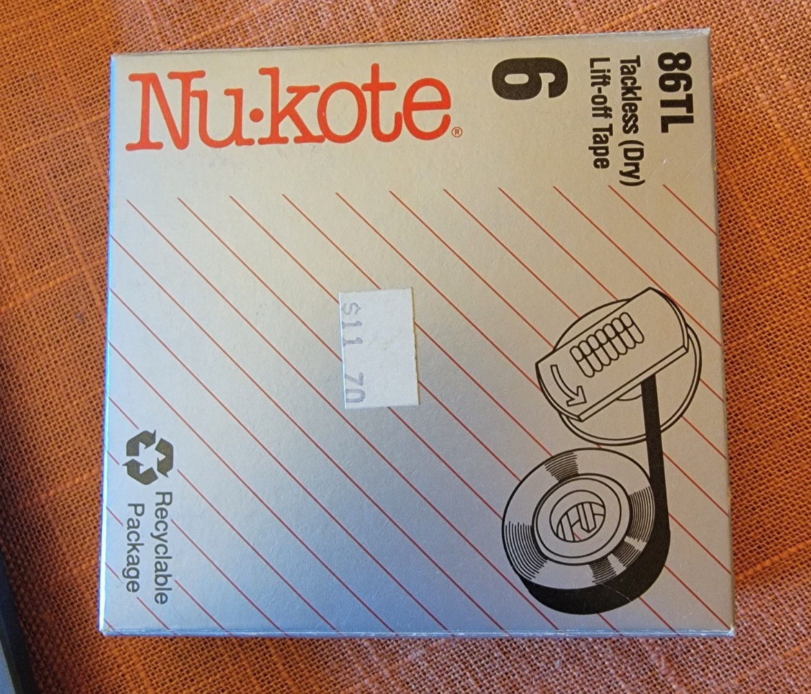 Nukote 6 - Nu.kote - Nu-kote - Tackless Lift Off Tape NIP 86TL - Ink Ribbon GB62