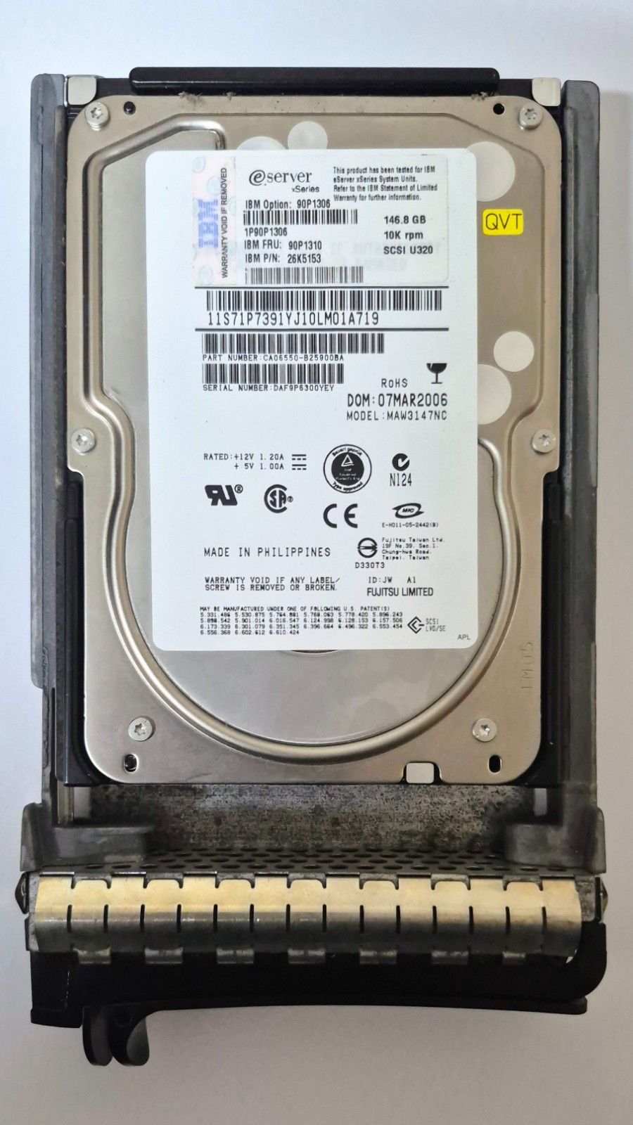 IBM 146.8GB 10K Ultra320 SCSI 3.5" HDD MAW3147NC 90P1310 26K5153 xSeries TESTED