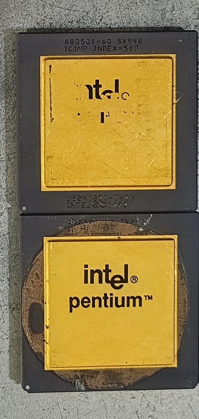 Lot of 2 Intel Pentium 60 MHz Gold Top Ceramic CPUs Socket 4 (A80501-60)
