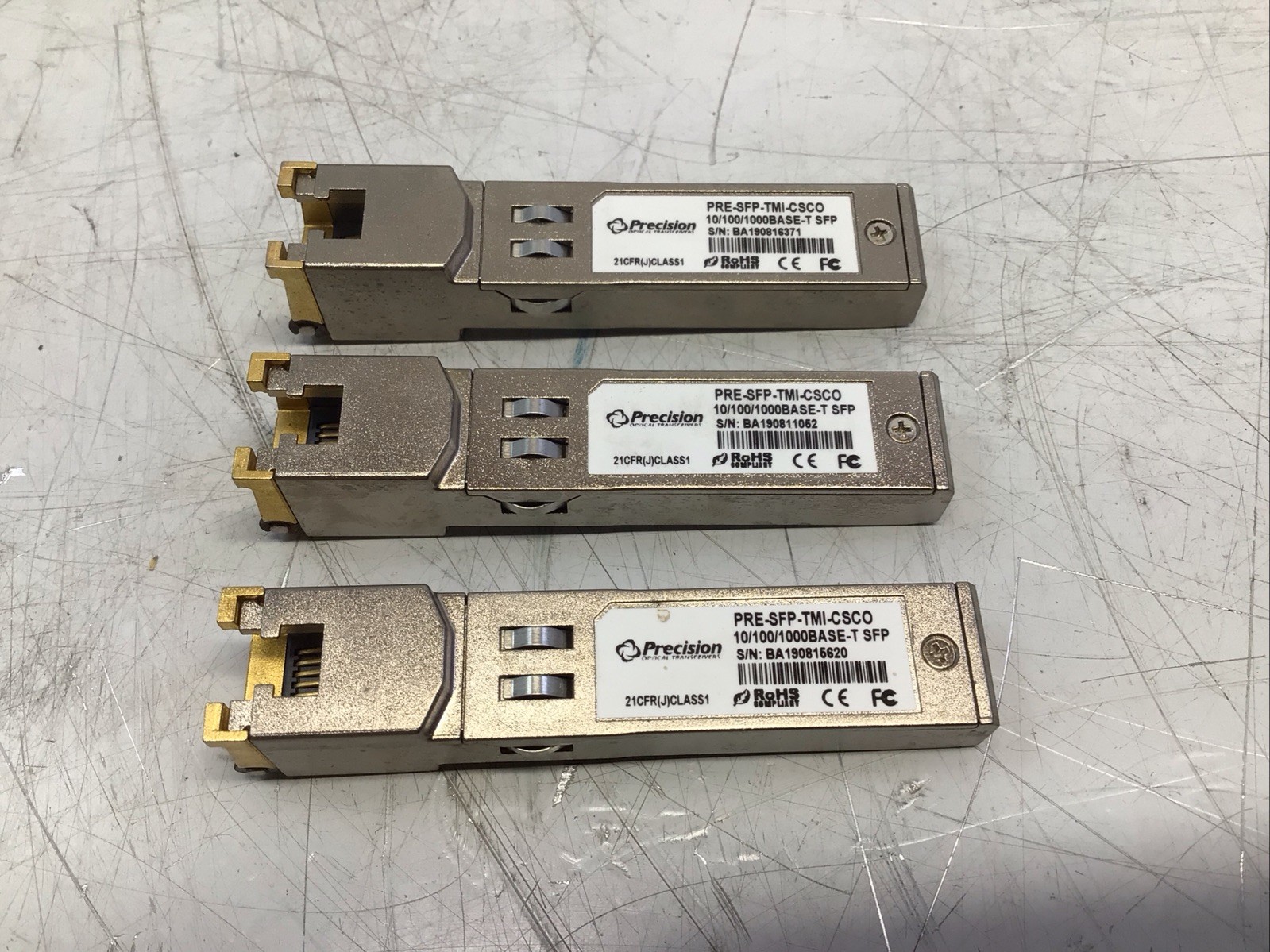 Precision PRE-SFP-TMI-CSCO  Copper RJ-45 Transceiver Module Lot Of 3