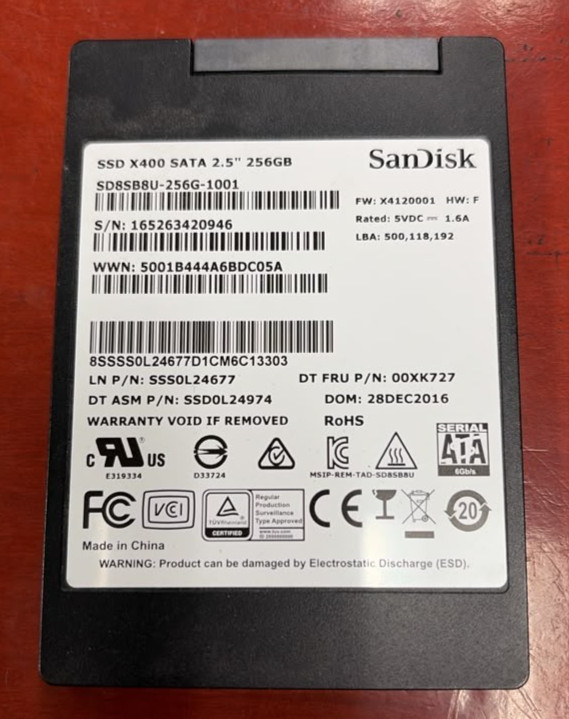 SanDisk X400 256GB SSD 2.5" SATA III SSD 540MB/s Read 520MB/s  SD8TB8U-256G-1001