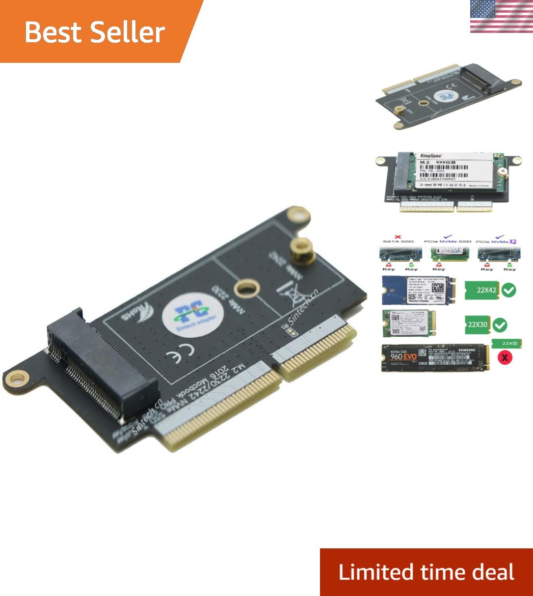 High-Performance M.2 NVMe SSD Adapter for Late 2016-Mid 2017 MacBook