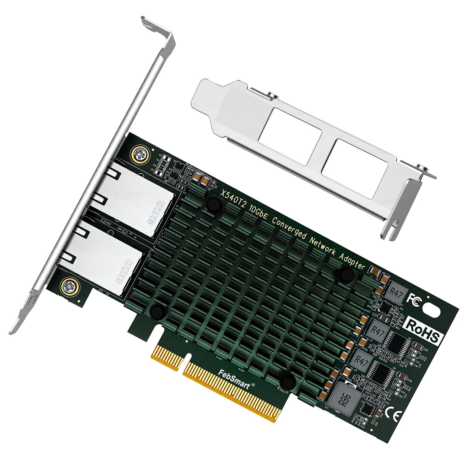 PCIE X8 Interface to 2X 10Gbps RJ45 Ports Network Adapter, Intel X540-AT2 Eth...
