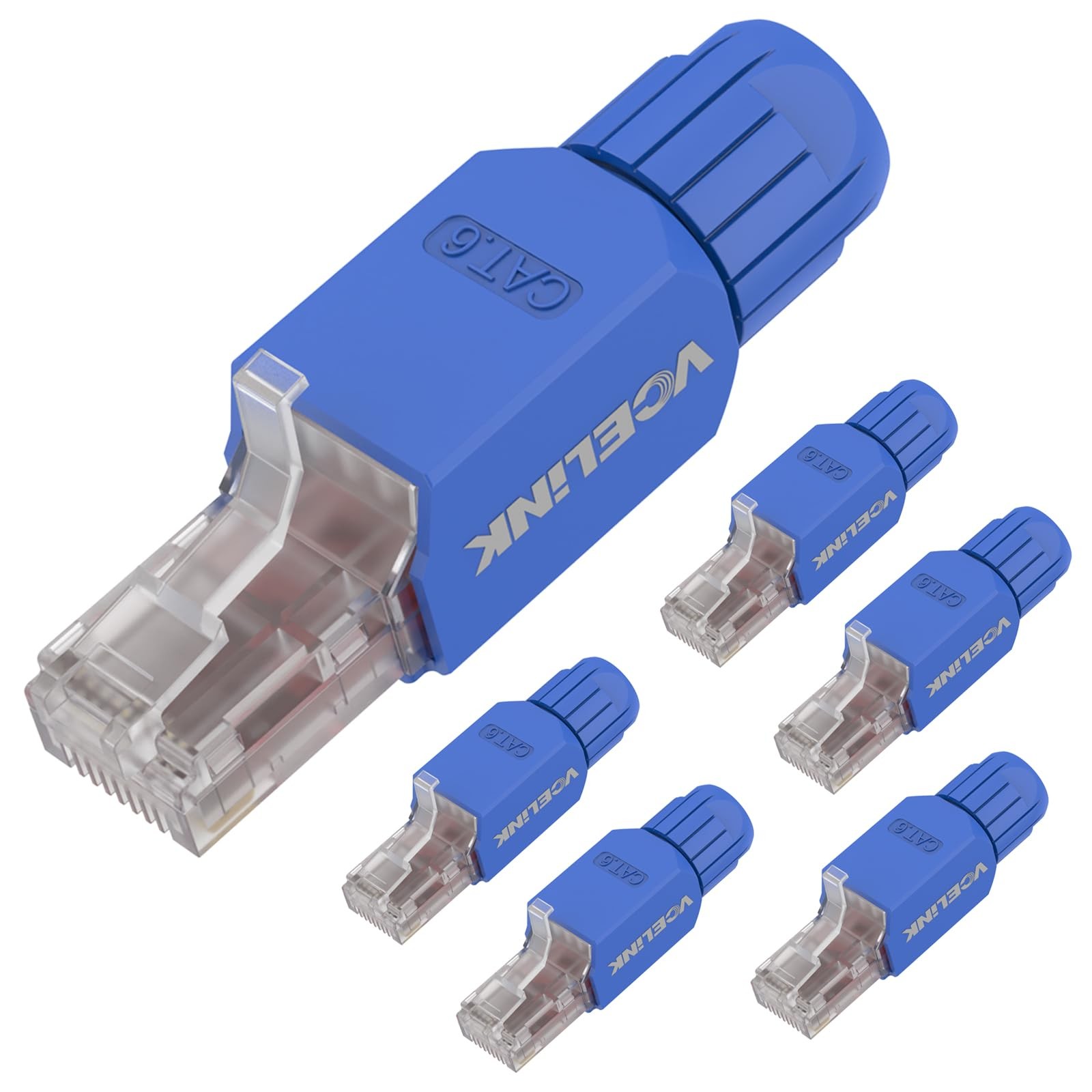 VCELINK RJ45 Connector Tool-Free, CAT6 Field Termination Plug, Gold Plated Mo...