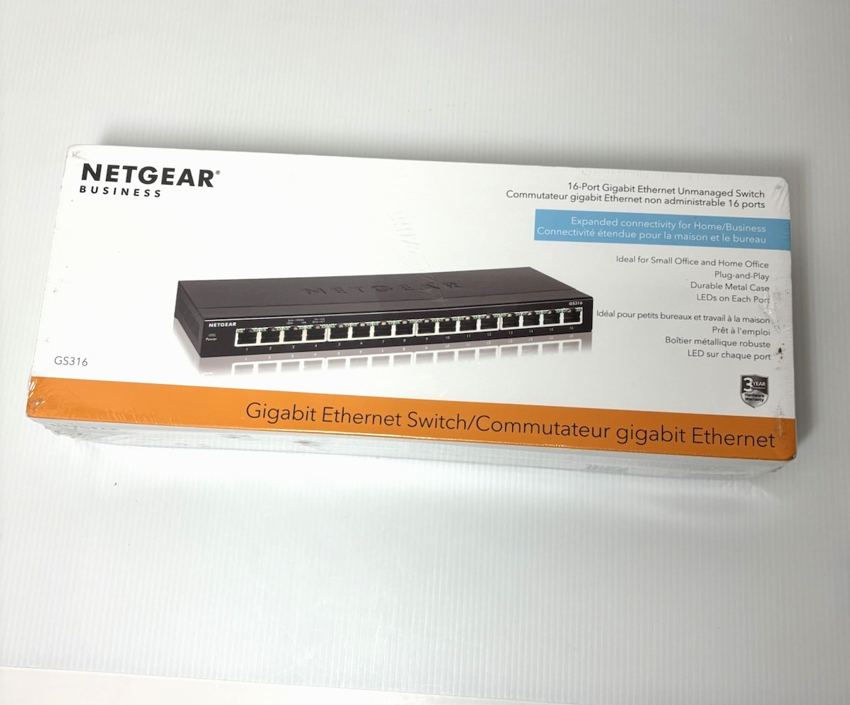 New Netgear Business GS316 16-Port Gigabit Ethernet Unmanaged Switch (A)
