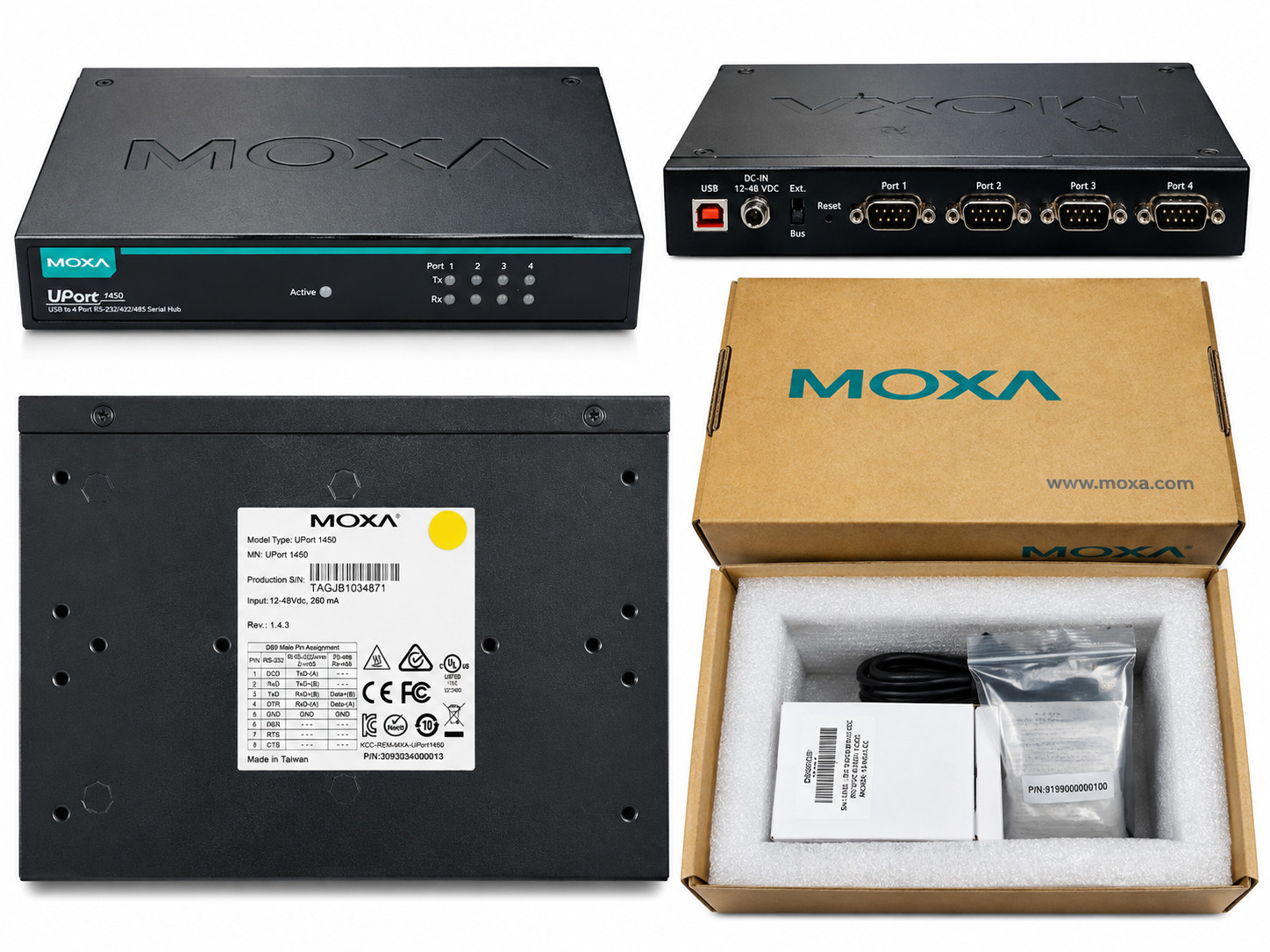 MOXA UPort 1450 4-Port USB to RS-232/422/485 Serial Hub Converter Rev 1.4.3
