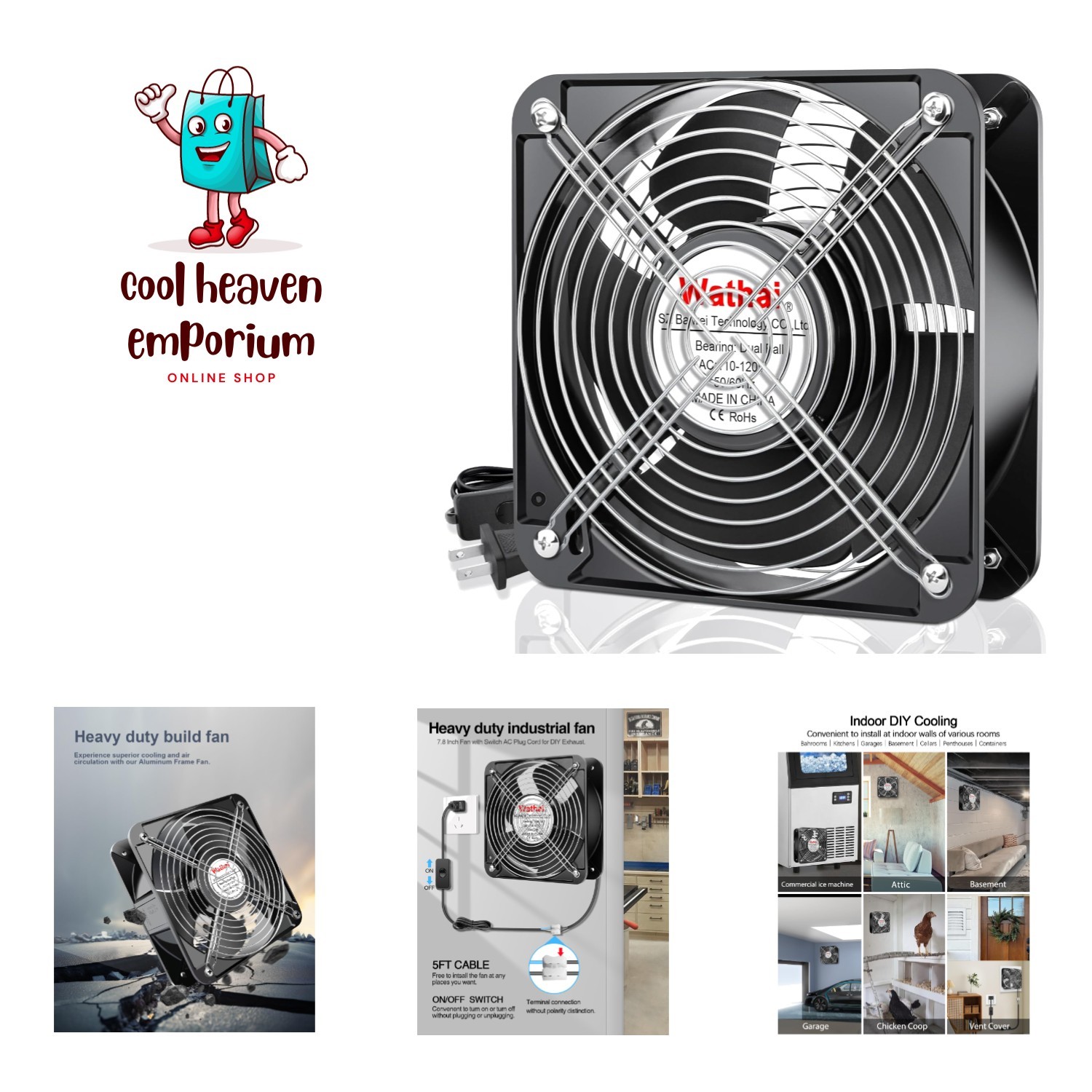 AC Axial 2060 200mm Case Muffin Fan 110v 120V Dual Ball High Performance Indu...