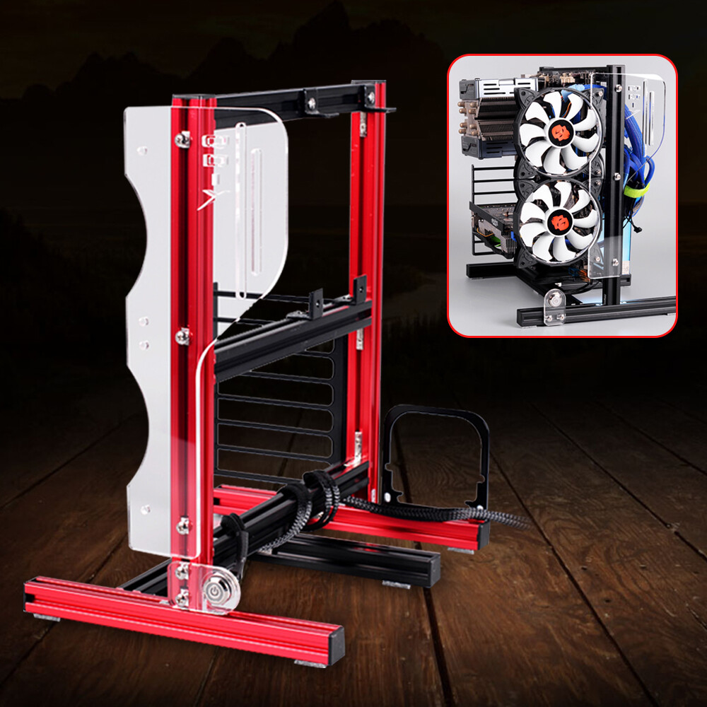 Red Open-Air PC Test Bench Frame ATX M-ATX ITX 20 × 20 Aluminum Acrylic