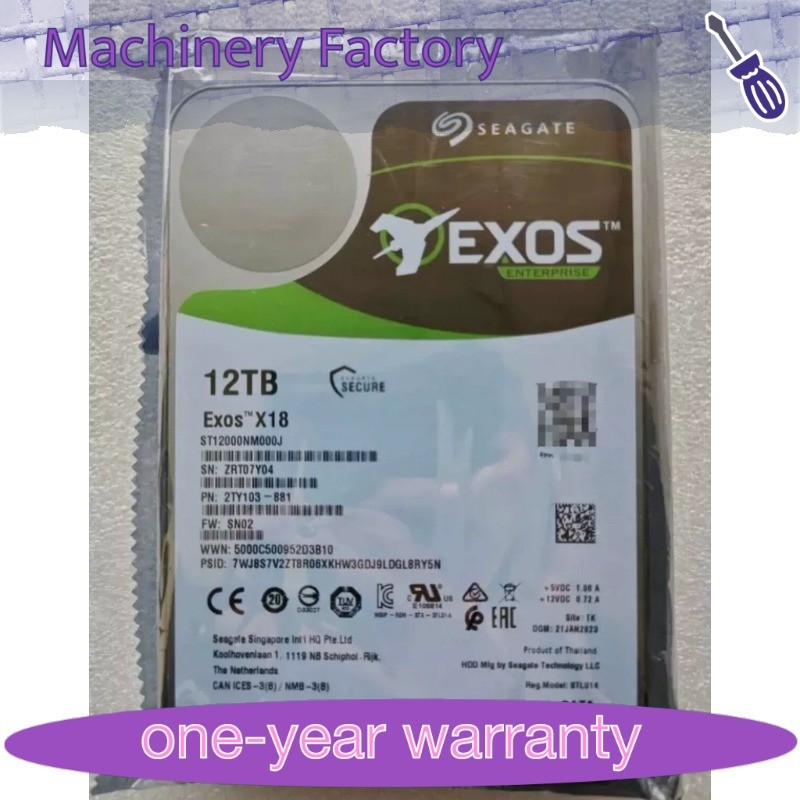 1PCS for Seagate Exos X18 ST12000NM000J 12TB 3.5" SATA 7200RPM 6Gb 256MB Hard D