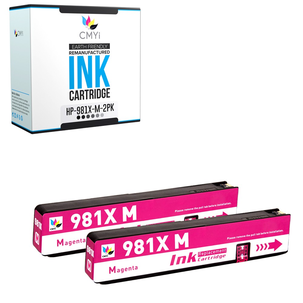 2PK Compatible CMYi 981X Magenta Ink Cartridges for HP PageWide Managed E55650dn