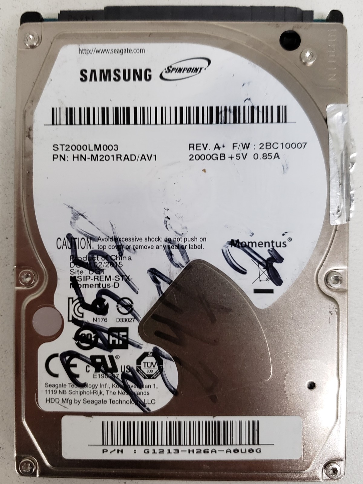 Samsung Spinpoint ST2000LM003 2TB 2.5" SATA 6Gb/s 5400RPM 32MB HDD HNM201RAD/AV1
