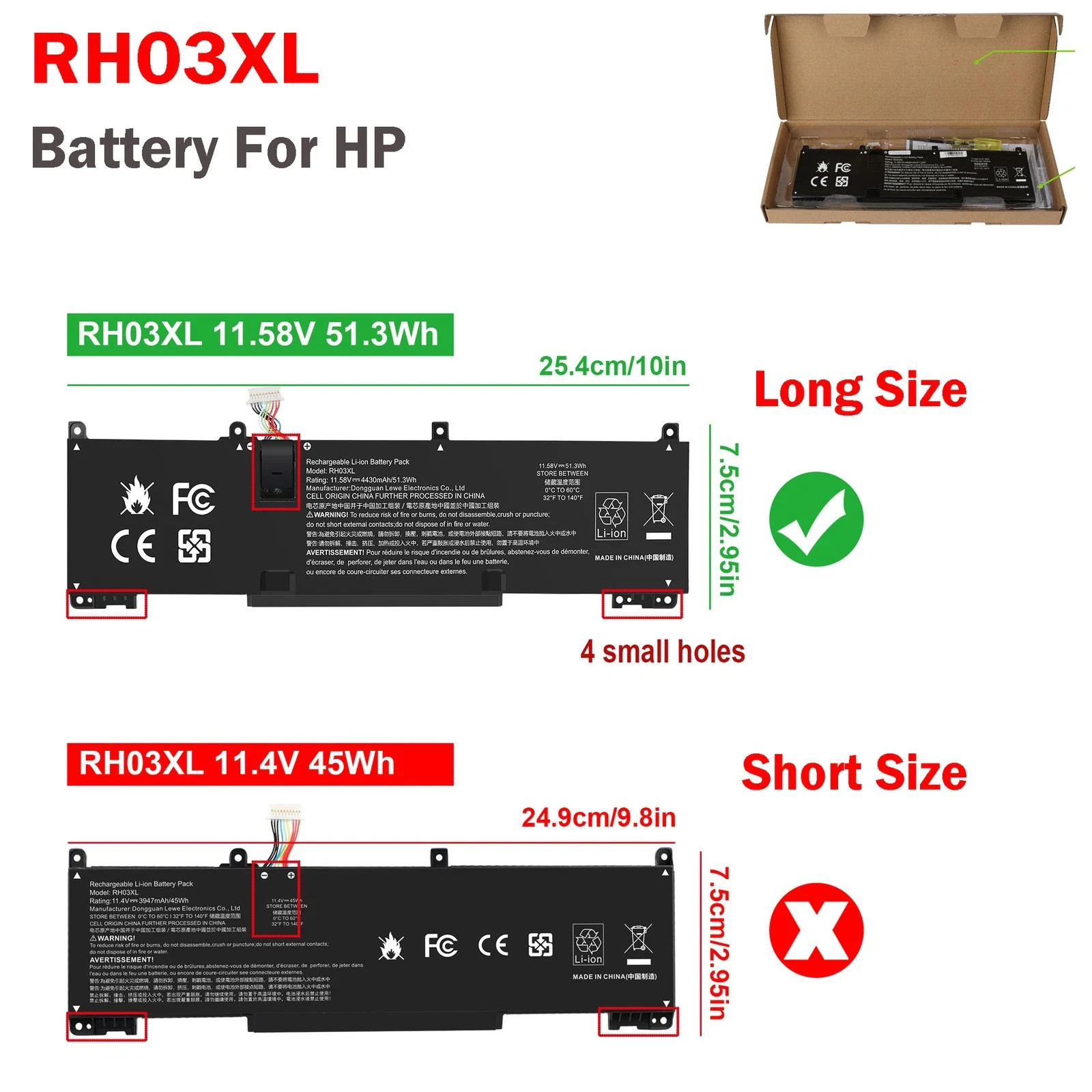 NEW Genuine 51.3Wh RH03XL battery For HP Probook 445 G10 G11 450 G9 G10 455 G10