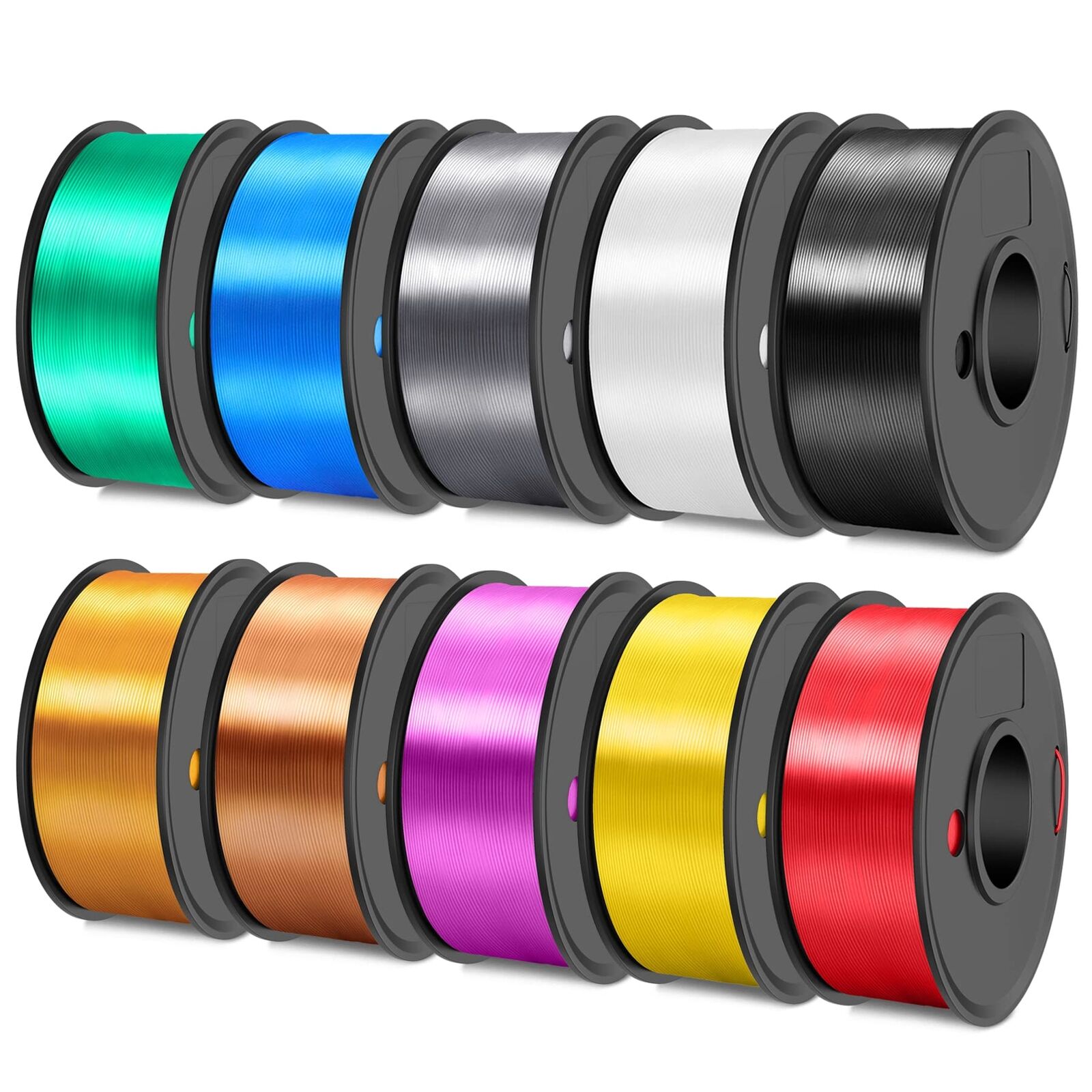 2500g 3D Printer Filament Bundle Multicolor, Small Spool PLA Silk 1.75mm, Nea...