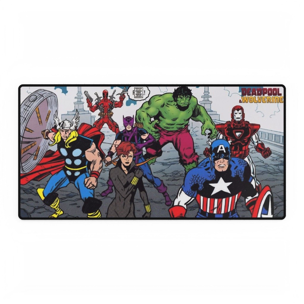 Marvel Superheroes Avengers Deadpool And Wolverine Vintage Comic Art Mouse Pad