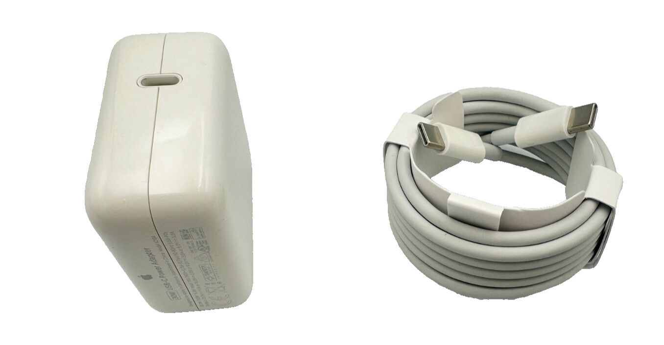 New Genuine Apple 30W USB-C Power Adapter With Bonus 2M USB-C Cable